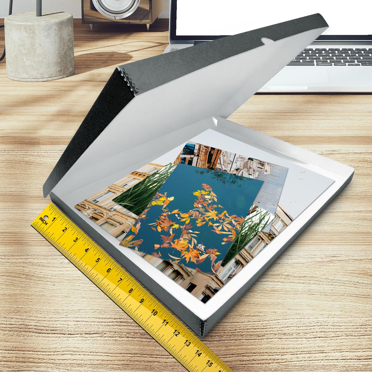 Golden State Art, Archival Folio Storage Box 13X19, Clamshell Design With Metal Edge, Preserve And Store Photos Documents Cards Prints Arts And Crafts Diy, Gray