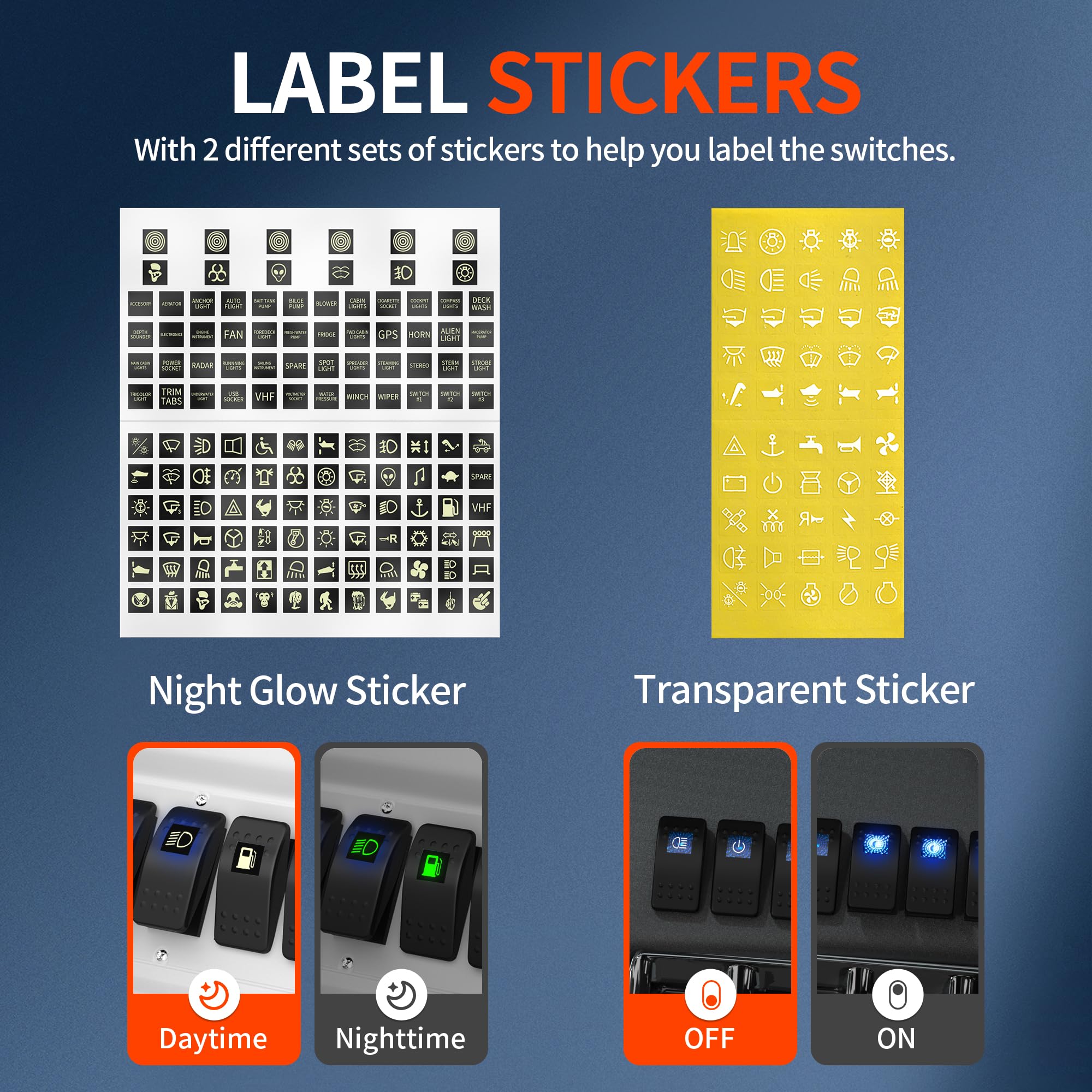 Daiertek Marine Boat Rocker Switch 12V, Lighted Blue Led Waterproof Rocker Switch 12 Volt For Utv Rzr Spst 3 Pin On/Off 20A Heav