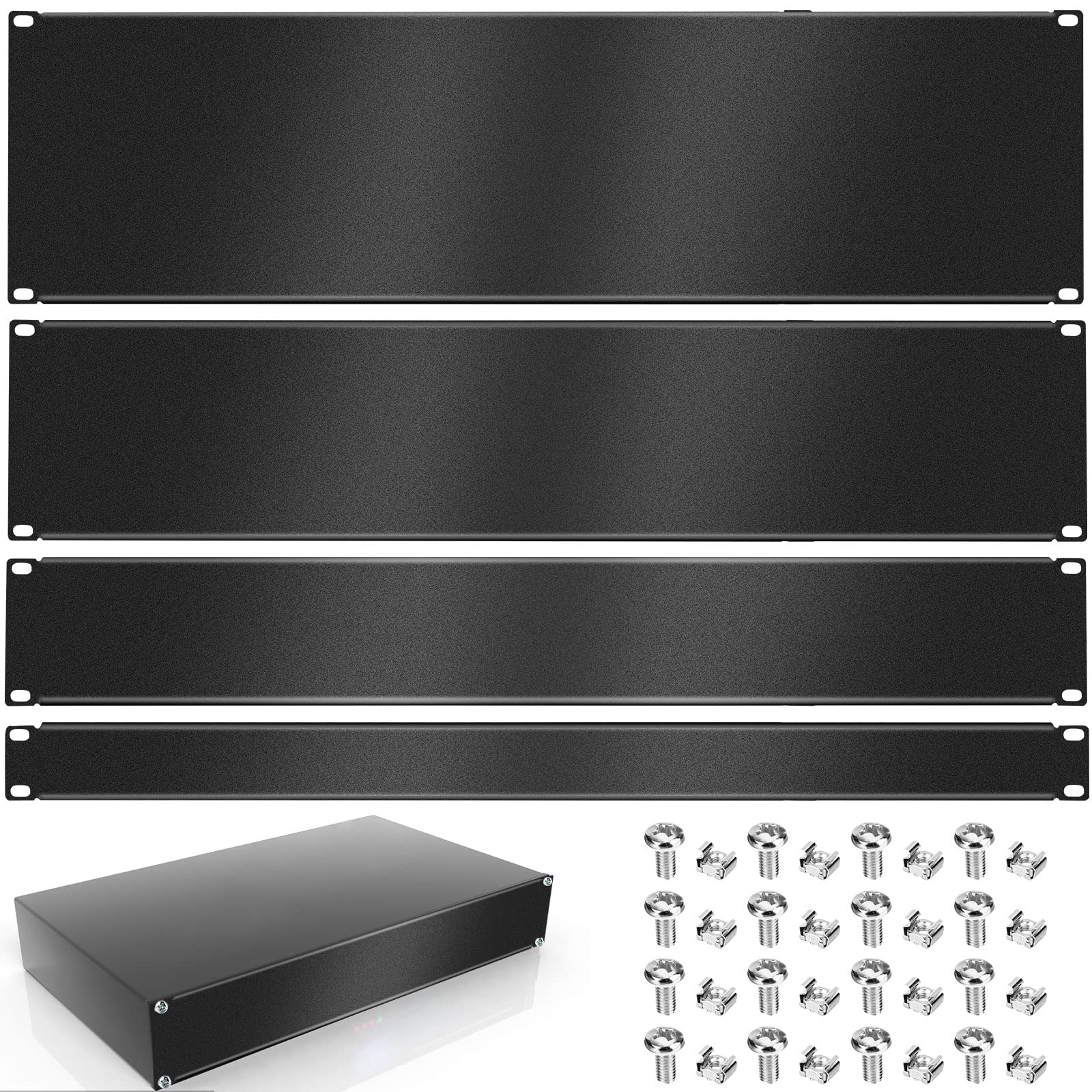 4 Pack 1U/2U/3U/4U Blank Panel 1U Blanking Panel Metal Disassembled Blank Panel Rack Mount Filler Panel For Server Rack Enclosur