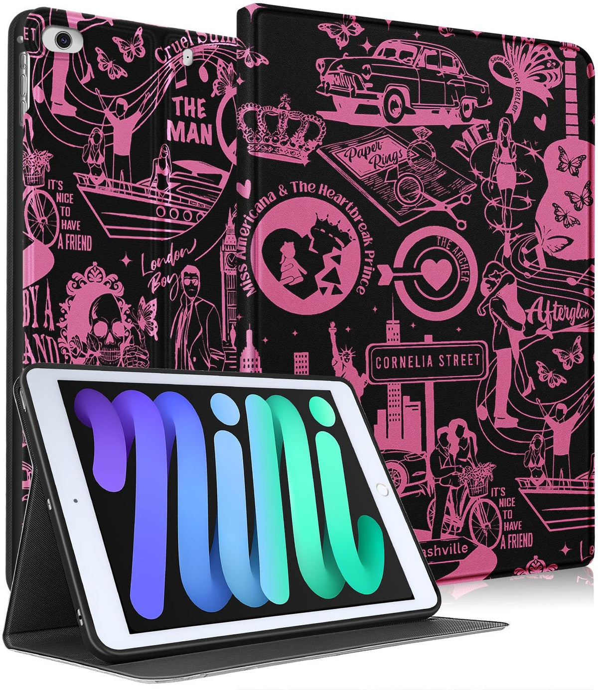 Uppuppy For Apple Ipad Mini 5/4/3/2/1 Case, For Ipad Mini 5Th/4Th/3Rd/2Nd/1St Generation Case Kids Cute Girls Folio Women Girly