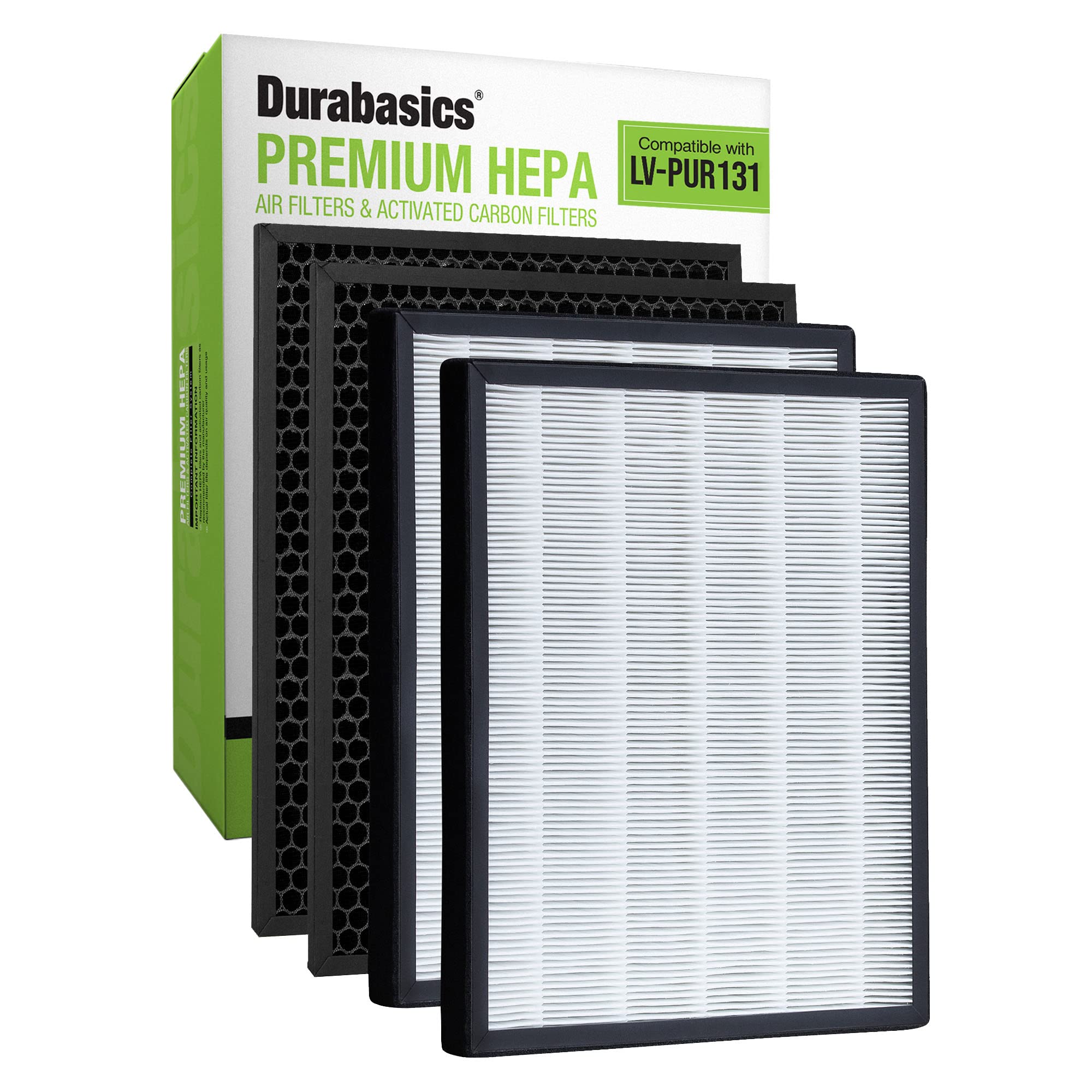 Durabasics Air Purifier Replacement Filter For Levoit Lv Pur131 | 2 Hepa Filters & 2 Activated Carbon Pre Filters For Better Ads