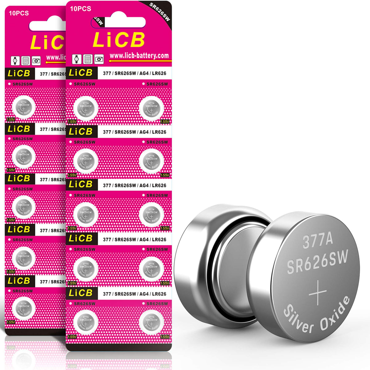 Licb 20 Pack Sr626Sw 377 626 Watch Battery 1.5V Button Cell Batteries