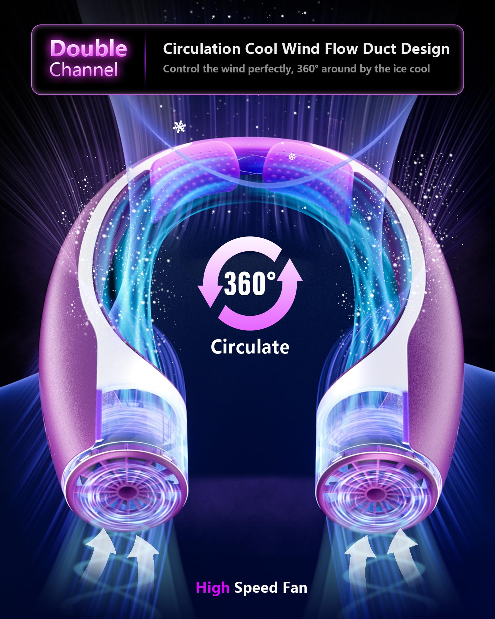 Rohent Neck Fan Portable For Women: High Speed Faster Cooling Neck Fan 4 Speeds Wind   Super Light Ultra Quiet Rechargeable Pers