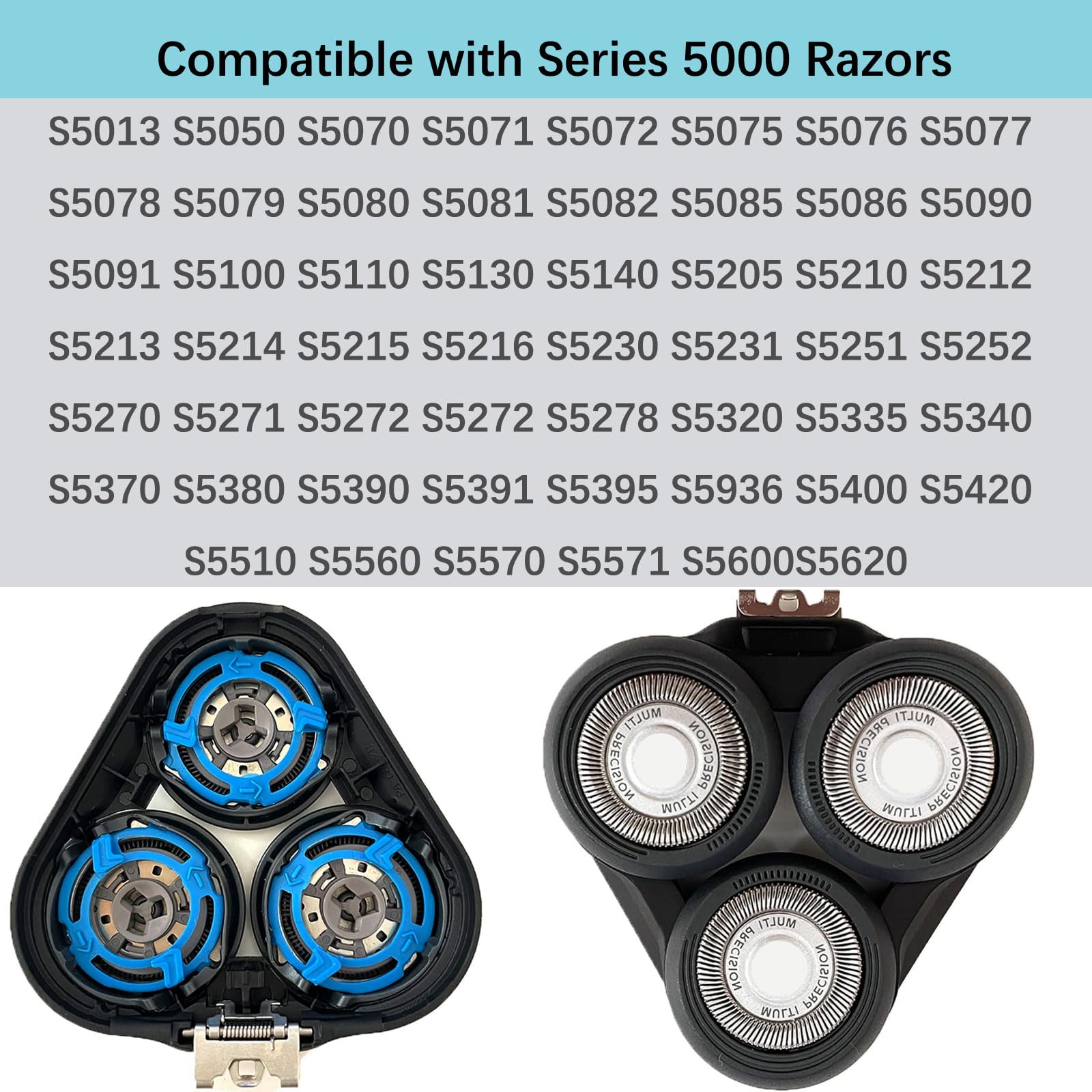 Gleway Sh50 Whole Head Replacement Head Compatible With Philips Series 5000 Electric Shaver Complete Head For Razor Series S5000