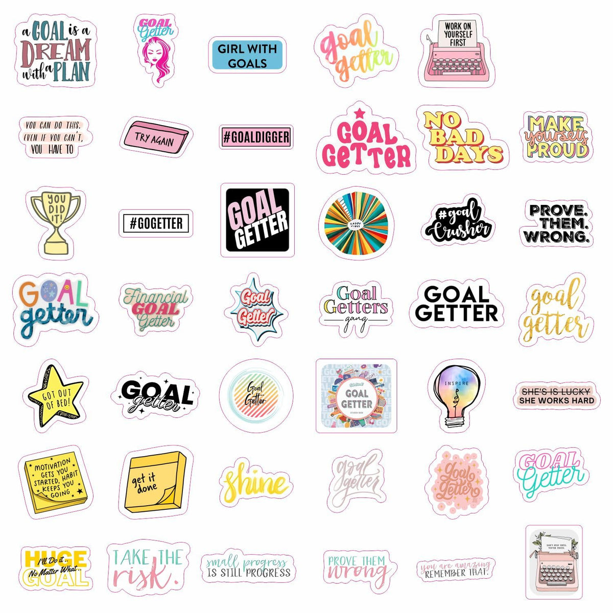 Motivational Stickers For Adults Goal Getter Party Favors & Decoration ...