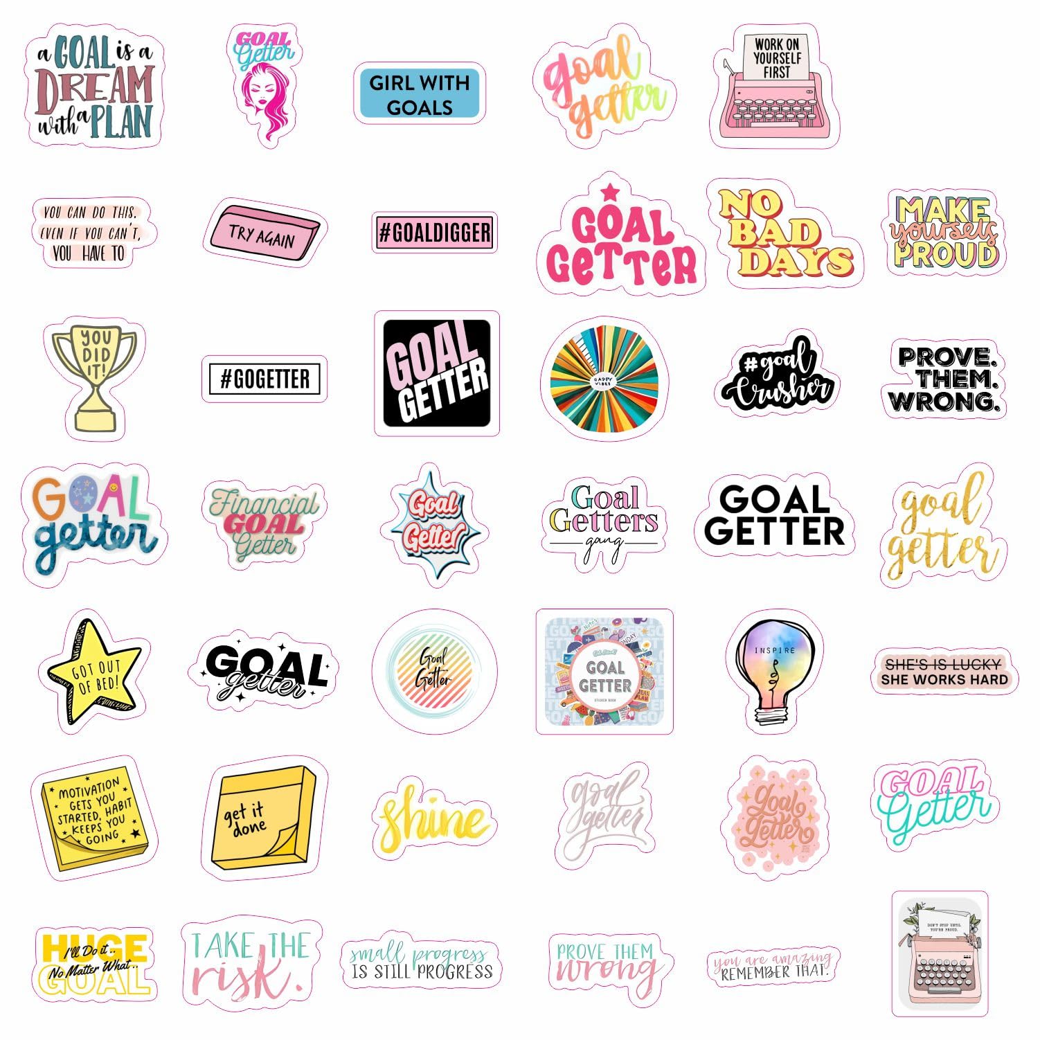 Motivational Stickers For Adults   Goal Getter Party Favors & Decorations, Waterproof Vinyl Inspirational Decals For Water Bottl