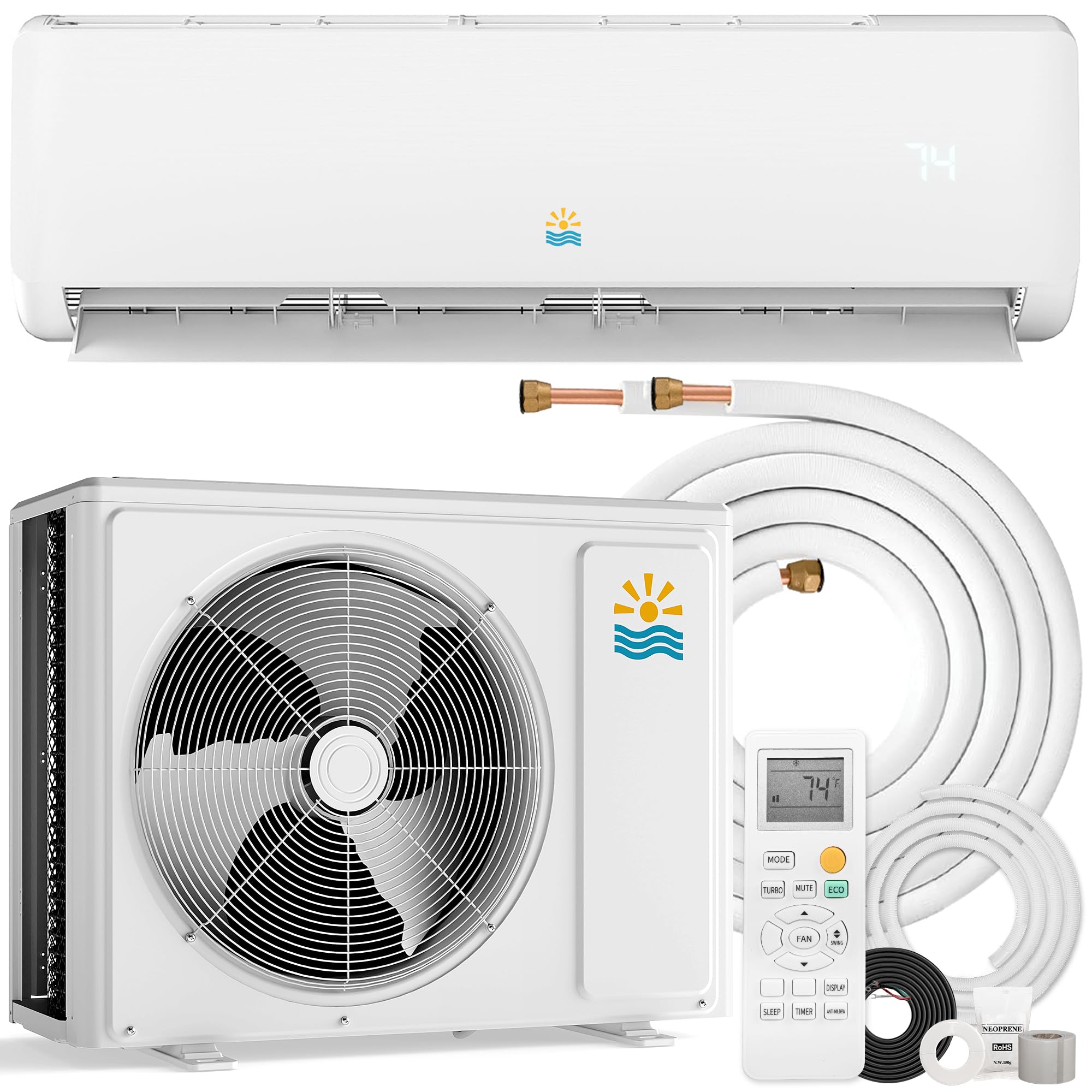 Oylus 18000 BTU Mini Split Ac/Heating System - 19 SEER2 Mini Split AC Unit with Heat Pump, 230V Energy Efficient Ductless AC Uni