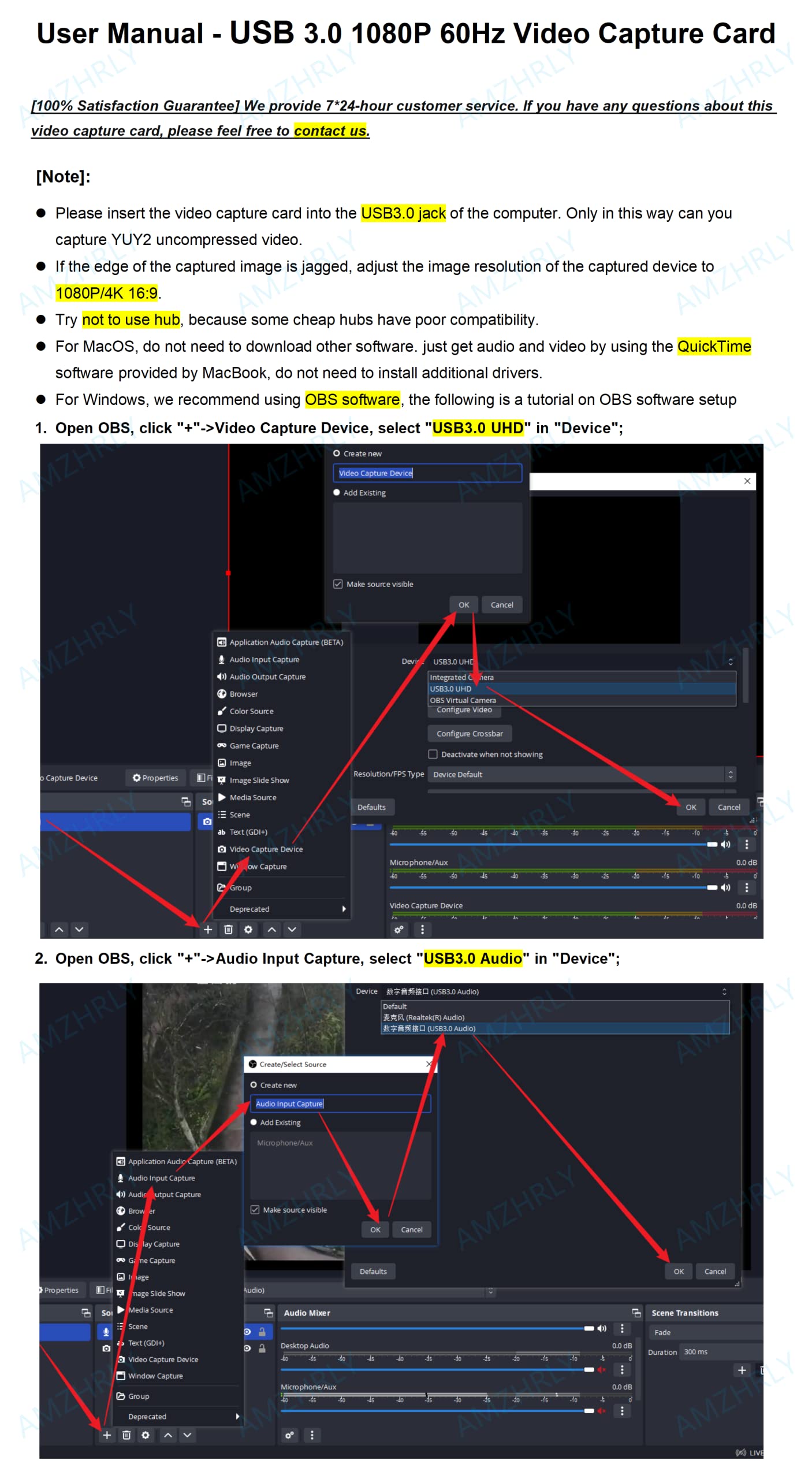 Amzhrly 4K Hdmi To Usb 3.0 Video Capture Card 1080P 60Fps Cam Link Card Game Capture Card Adapter Screen Record Capture Device F