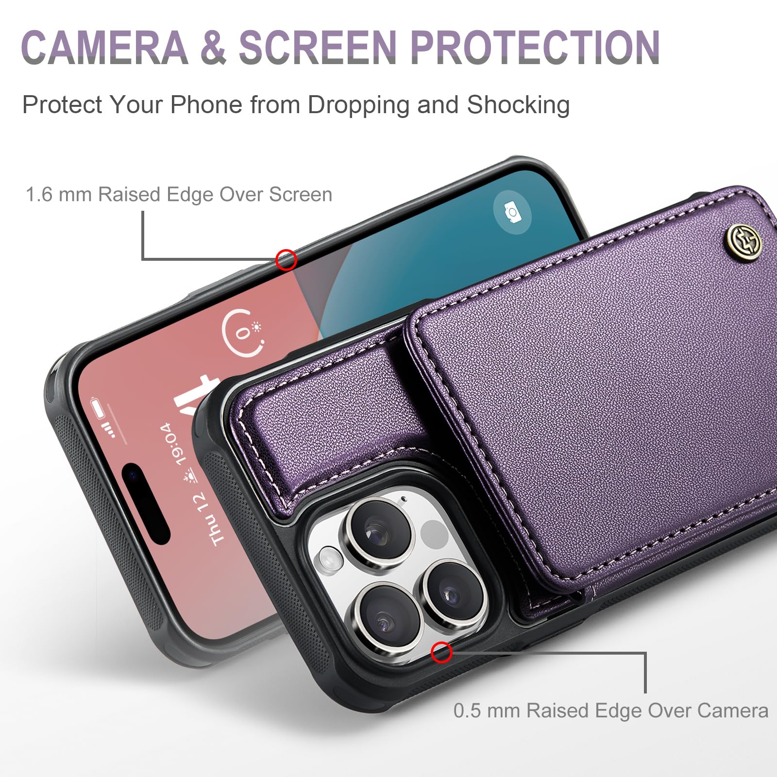 Vinich For Iphone 16 Pro 6.3'' Wallet Case With Card Holder, Rfid Blocking For Iphone 16 Pro Case For Women Men, Durable Kicksta