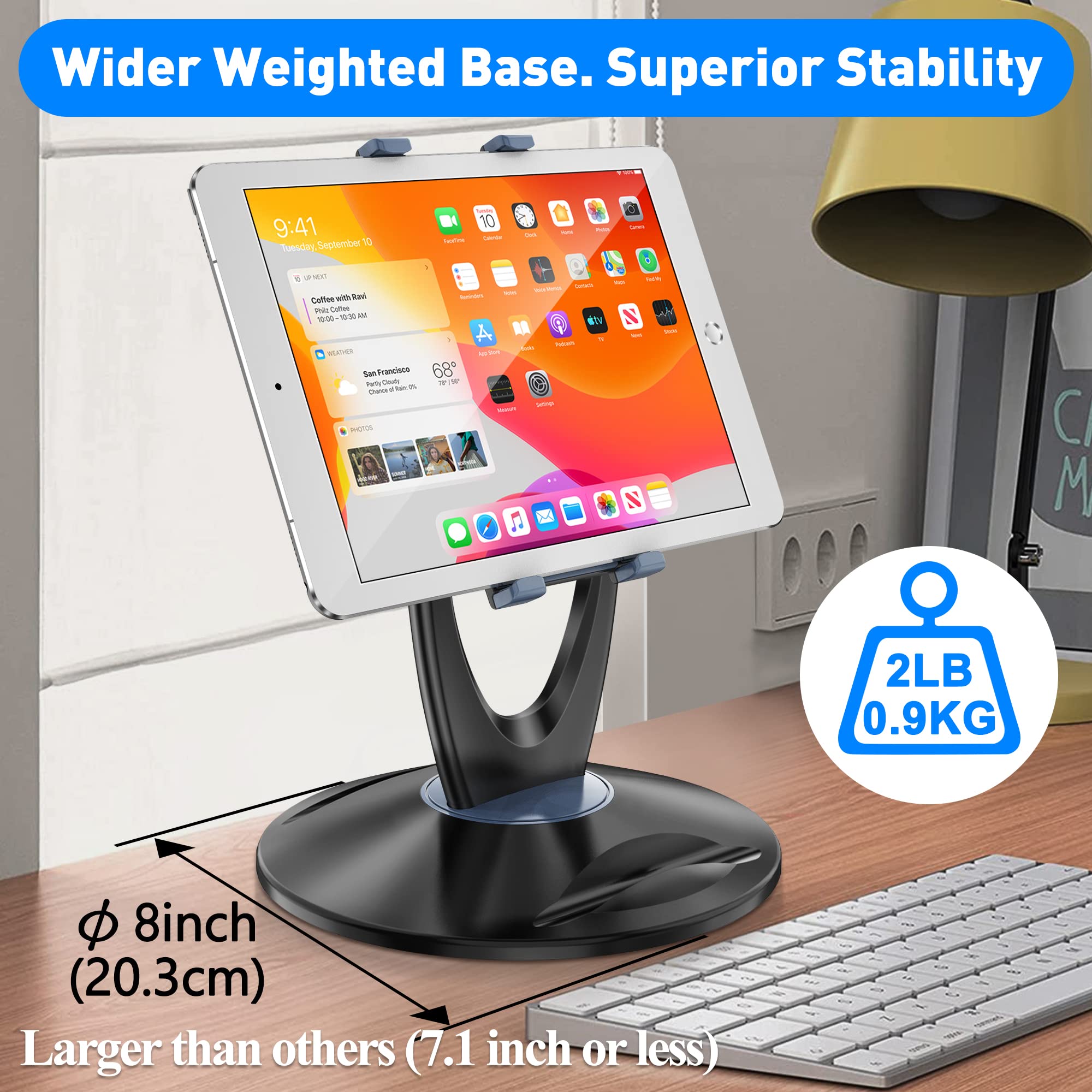 Desklogics Ipad Tablet Stand Holder For Desk   6 Inch To 13 Inch   Stable, Adjustable   360 Swivel Angle Pen Phone Ipad Stand Fo