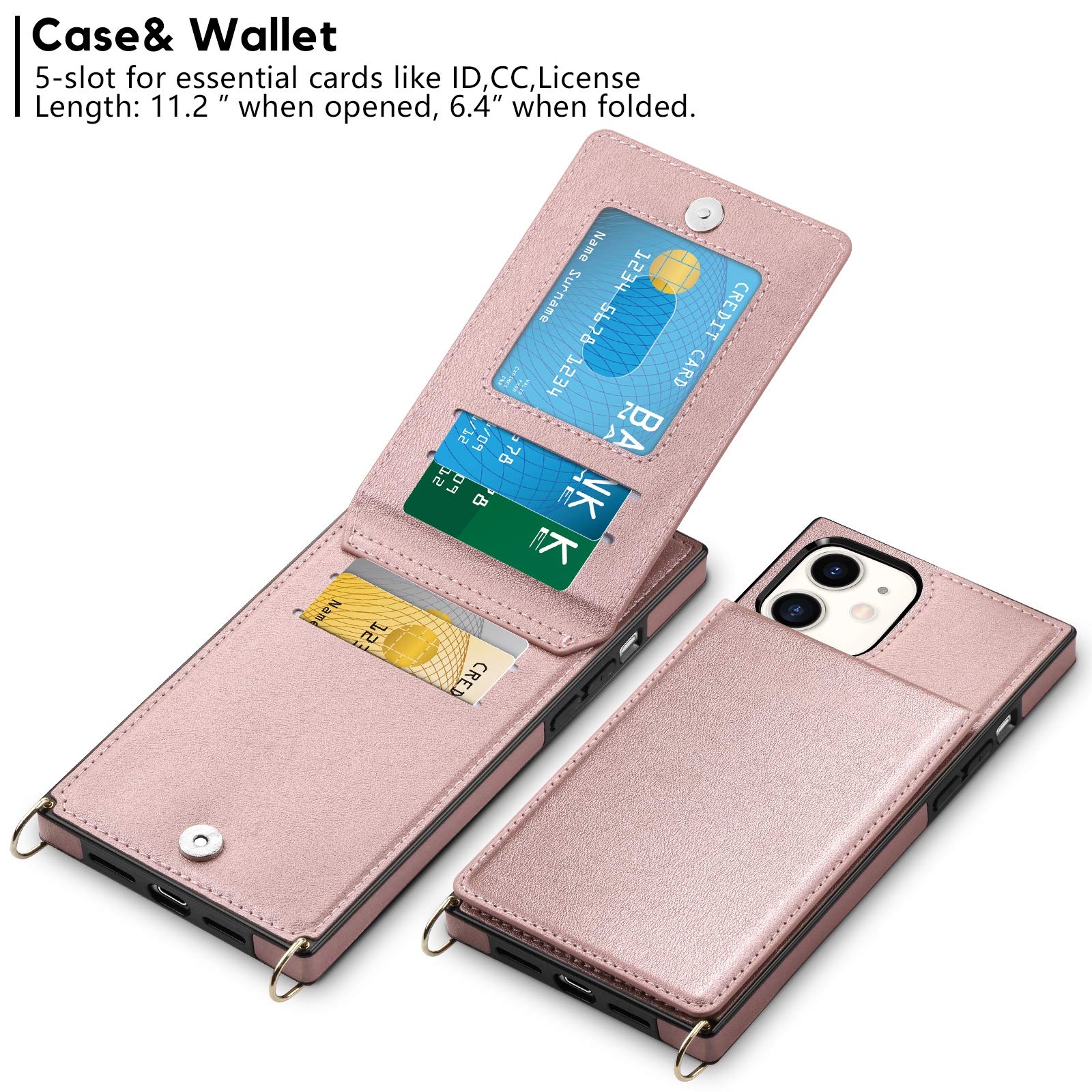 Vofolen For Iphone 11 Wallet Case With Card Holder Crossbody Lanyard Strap Leather Case Wallet With Magnetic Clasp Kickstand Hea