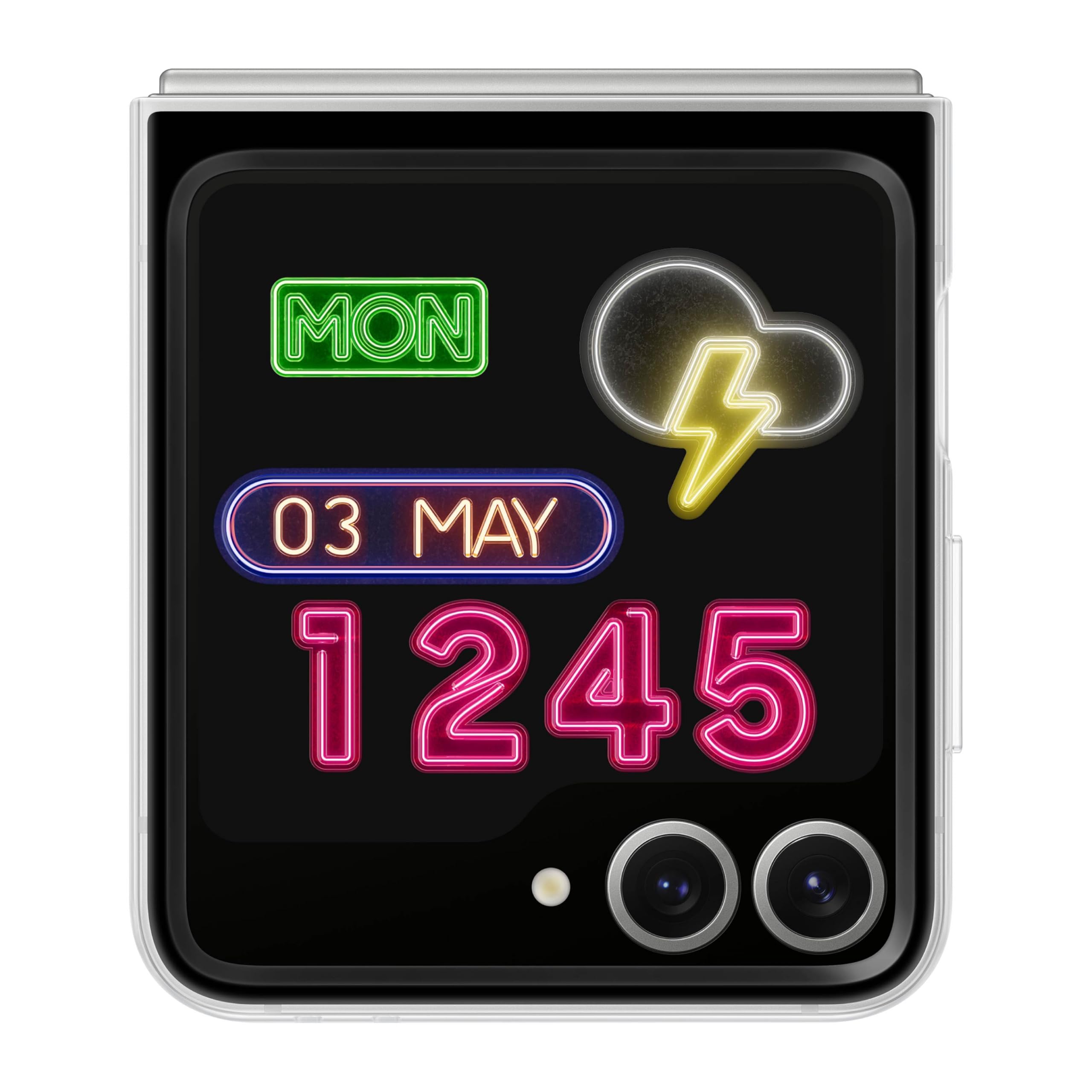 SAMSUNG Galaxy Z Flip 6 Flipsuit Phone Case, Protective Cover with Interactive, Interchangeable Card, LED Lights, Customizable D