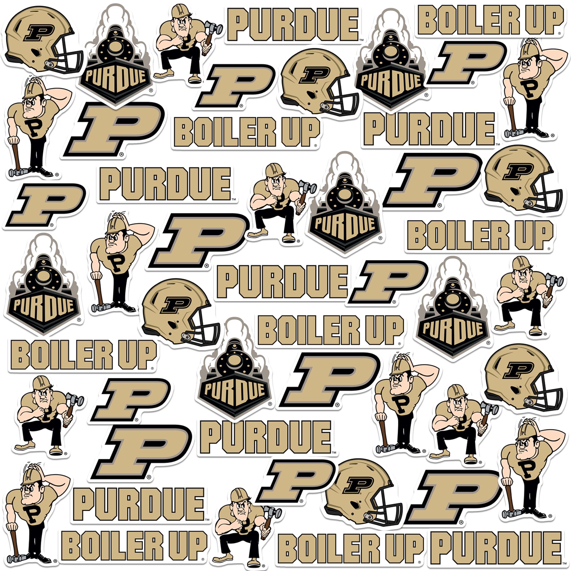 Purdue University 50Ct Vinyl Large Deluxe Stickers Variety Pack   Laptop, Water Bottle, Scrapbooking, Tablet, Skateboard, Indoor