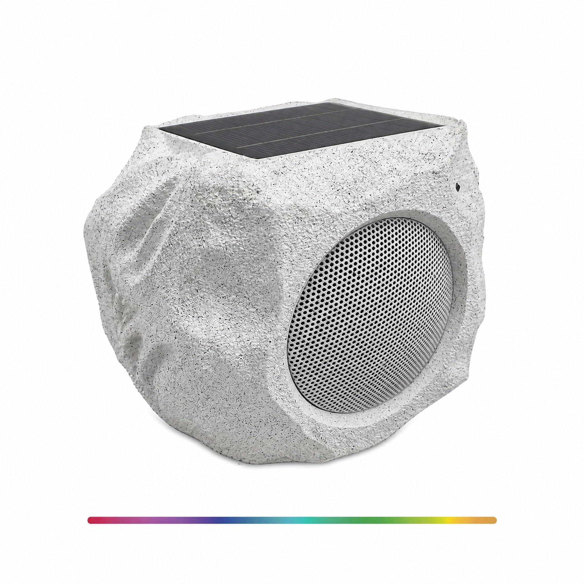 Solar Powered Outdoor Rock Bluetooth Speaker 4.5 Inch Waterproof Peak 40W Deep Bass - 22 Hr Playtime, Bluetooth 5.4/Multi-Sync 2