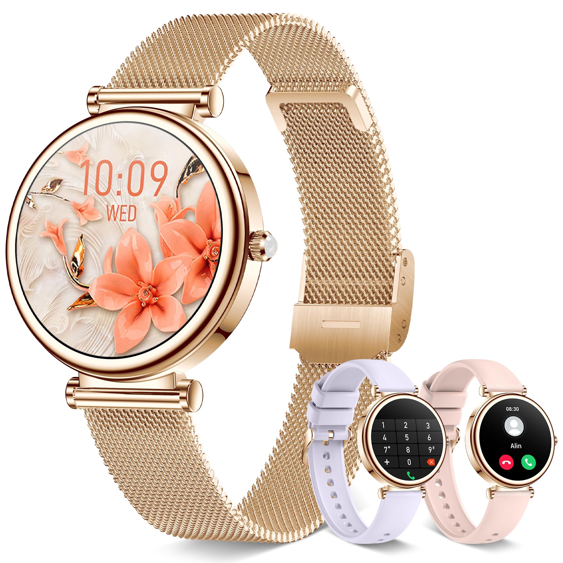 Smart Watch For Women (Answer/Make Calls),1.27 Inch Round Smartwatch With 100+ Sports Modes, Heart Rate/Sleep Monitor Pedometer
