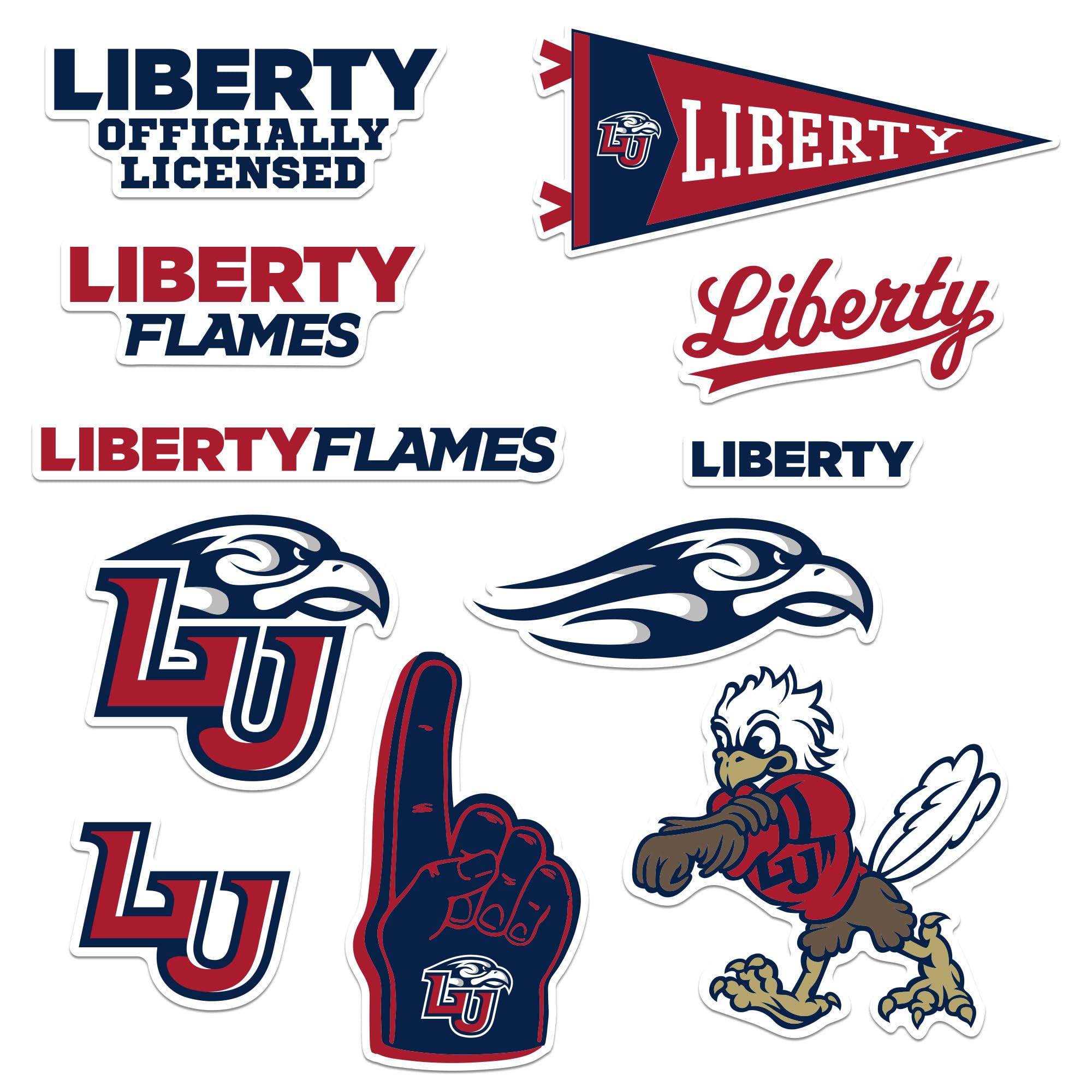Liberty University 10Ct Vinyl Large Deluxe Stickers Variety Pack   Laptop, Water Bottle, Scrapbooking, Tablet, Skateboard, Indoo