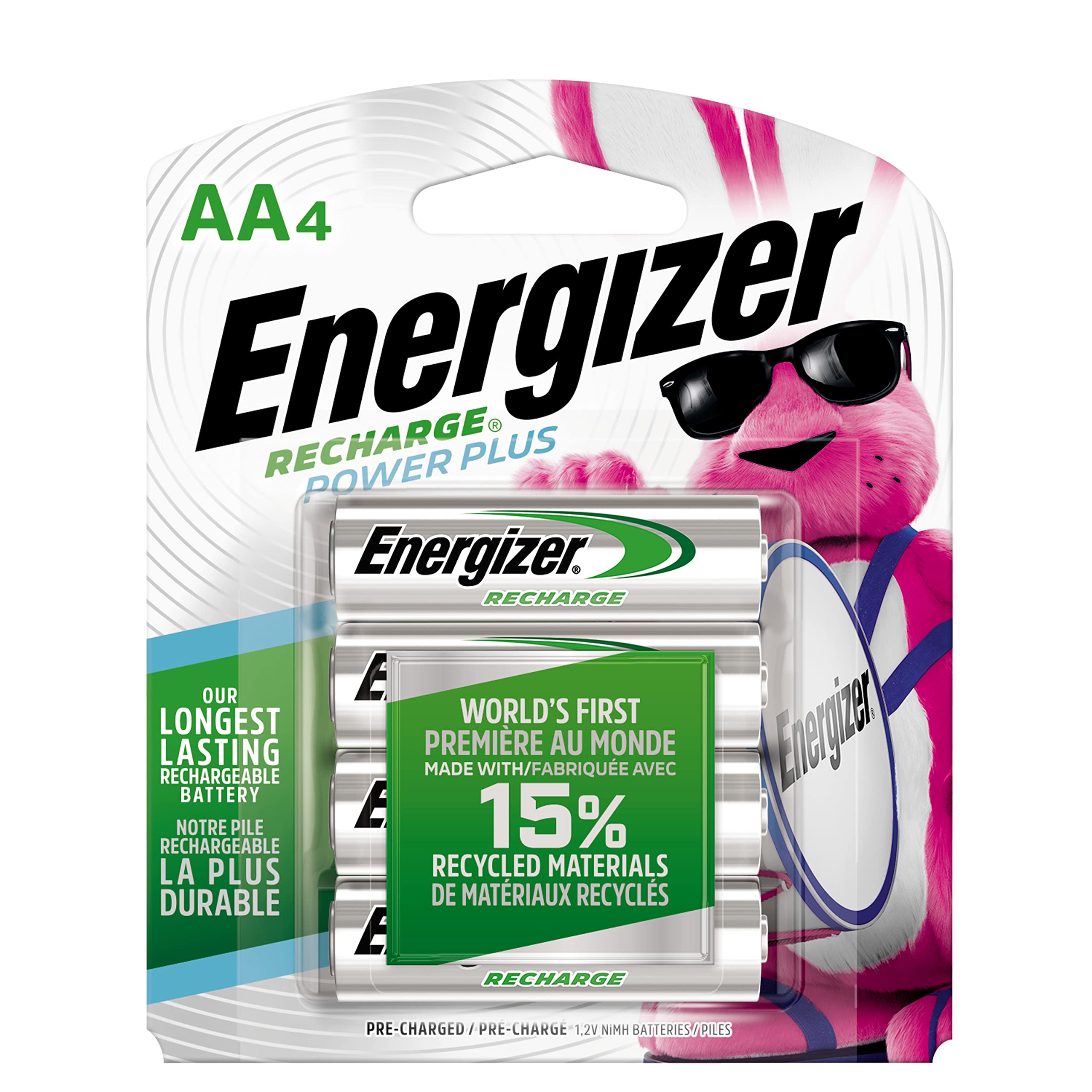 Energizer Aa Batteries, Pre Charged Double A Rechargeable Batteries, 4 Count