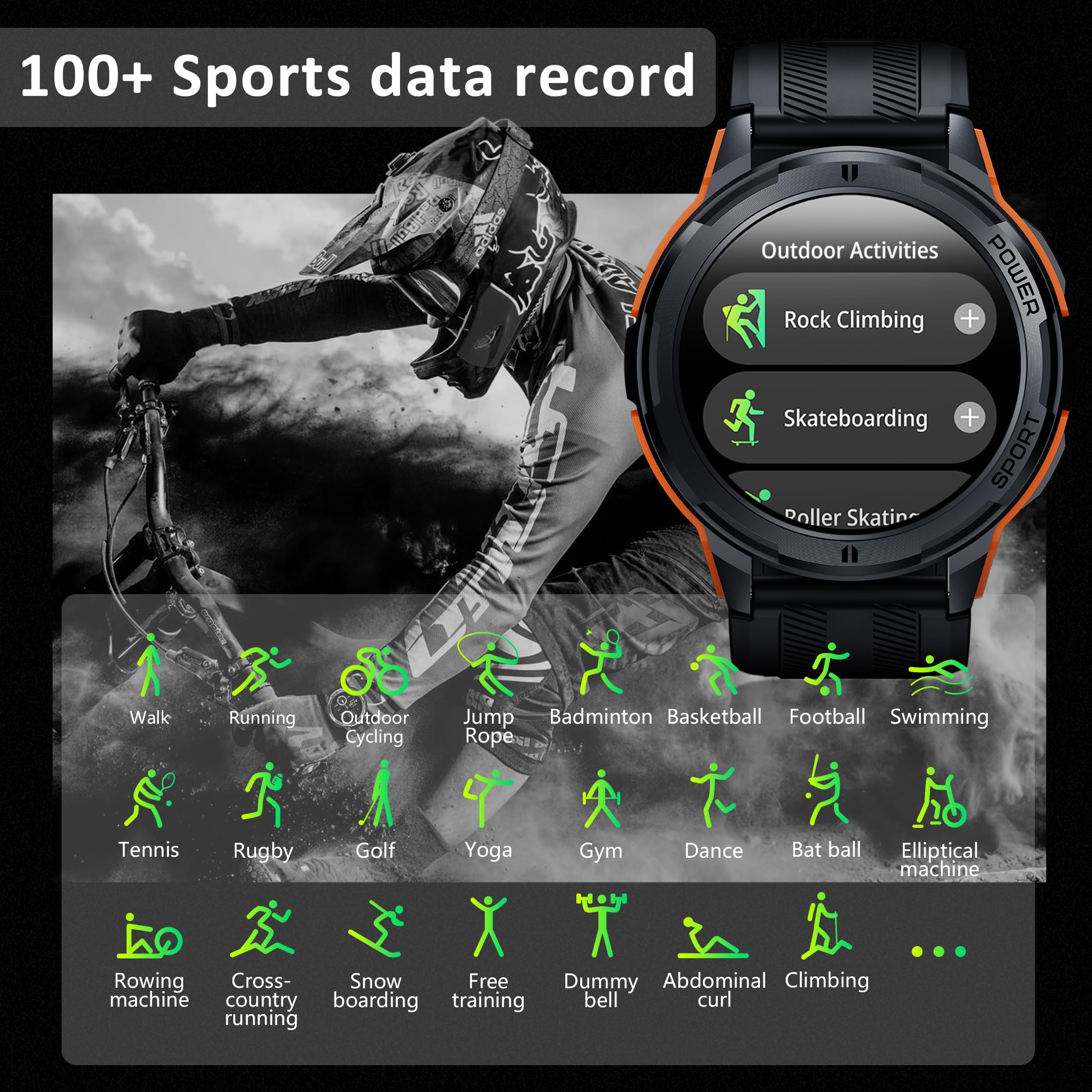 Vowtop Smart Watches For Men, 1.43'' Hd Amoled, Rugged Military (Answer/Calls/Dial) Fitness Tracker, Extra Long Battery Life, Ai