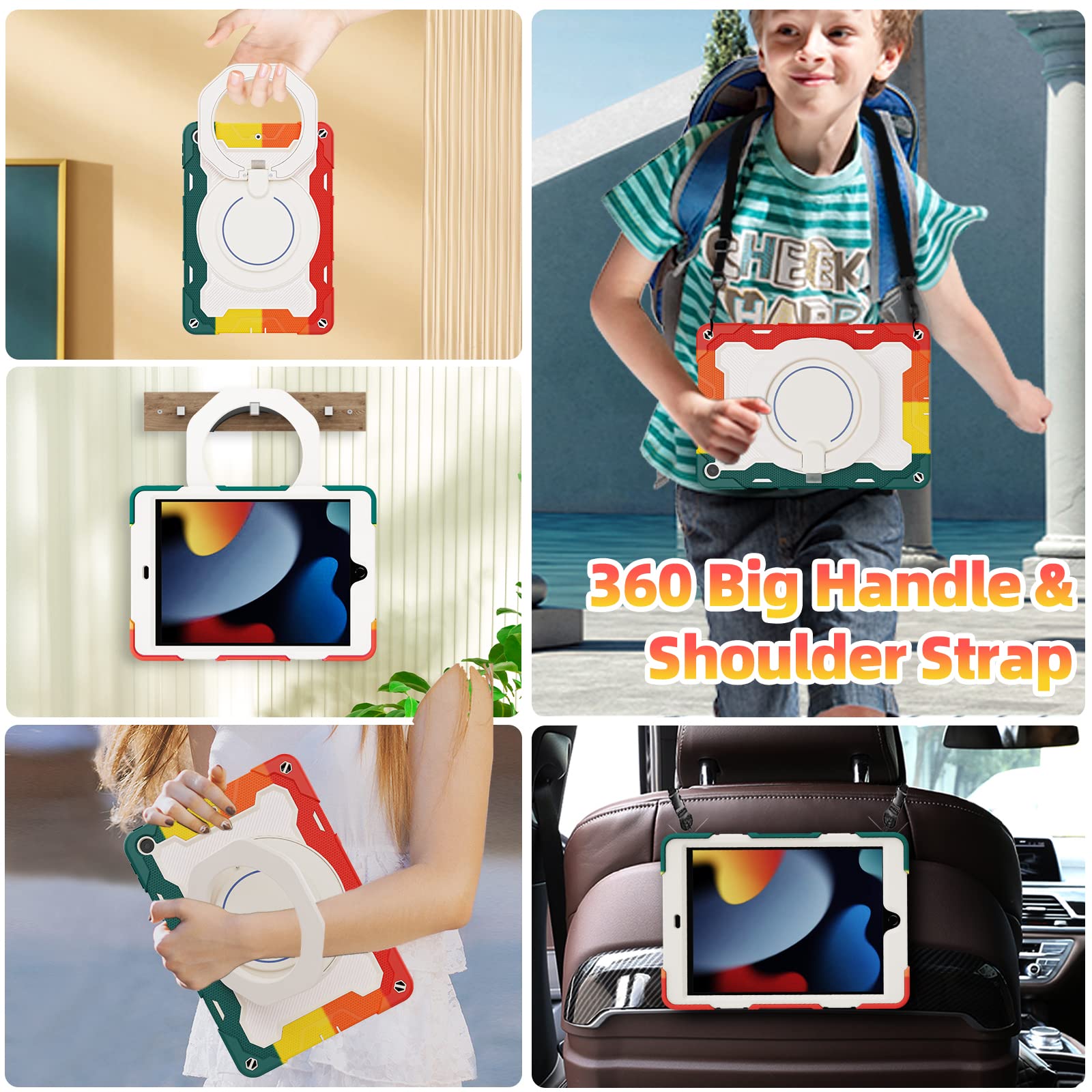 Roiskin For Ipad 10.2 Inch Ipad 9Th 8Th 7Th Generation Case With Screen Protector For Women With 360 Kickstand Shoulder Strap Ha