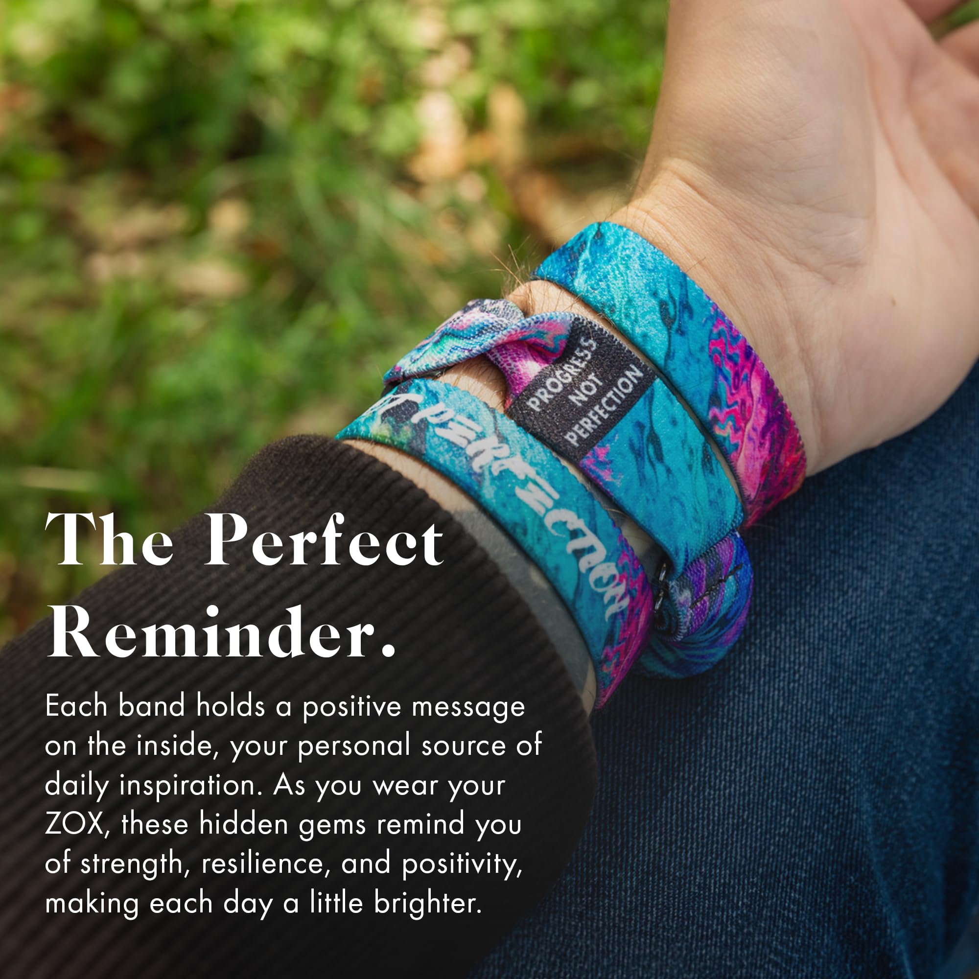 Zox Android Smart Watch Band - Progress Not Perfection | Soft, Adjustable Elastic Band With Motivational Affirmations And Beauti