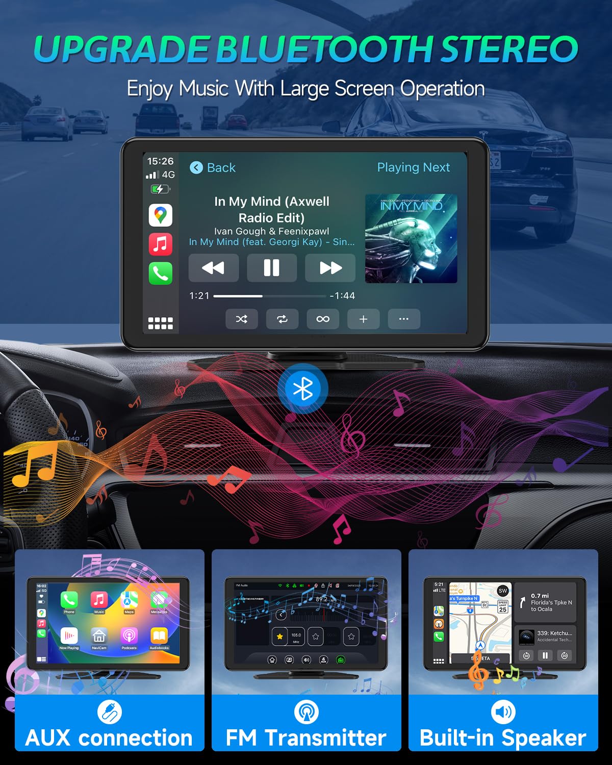 Navicam Wireless Carplay Car Stereo, 2024 Portable 7'' Hd Touchscreen Cam Compatible With Carplay & Android Auto For Car, Car St