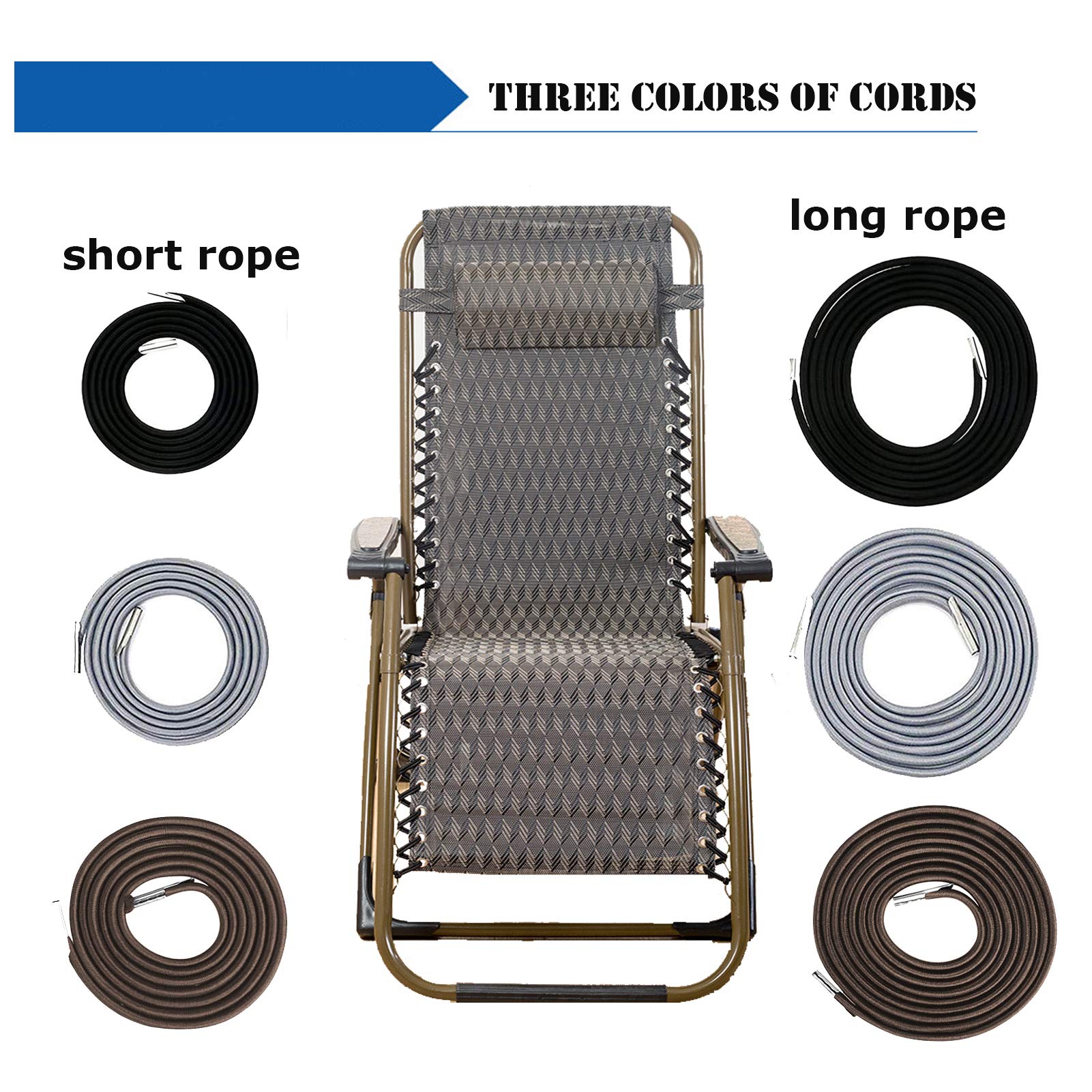 Lummily Universal Replacement Bungee Cords For Zero Gravity Chair Zero Gravity Recliner Repair Tool Lounge Recliner Repair Kit(B
