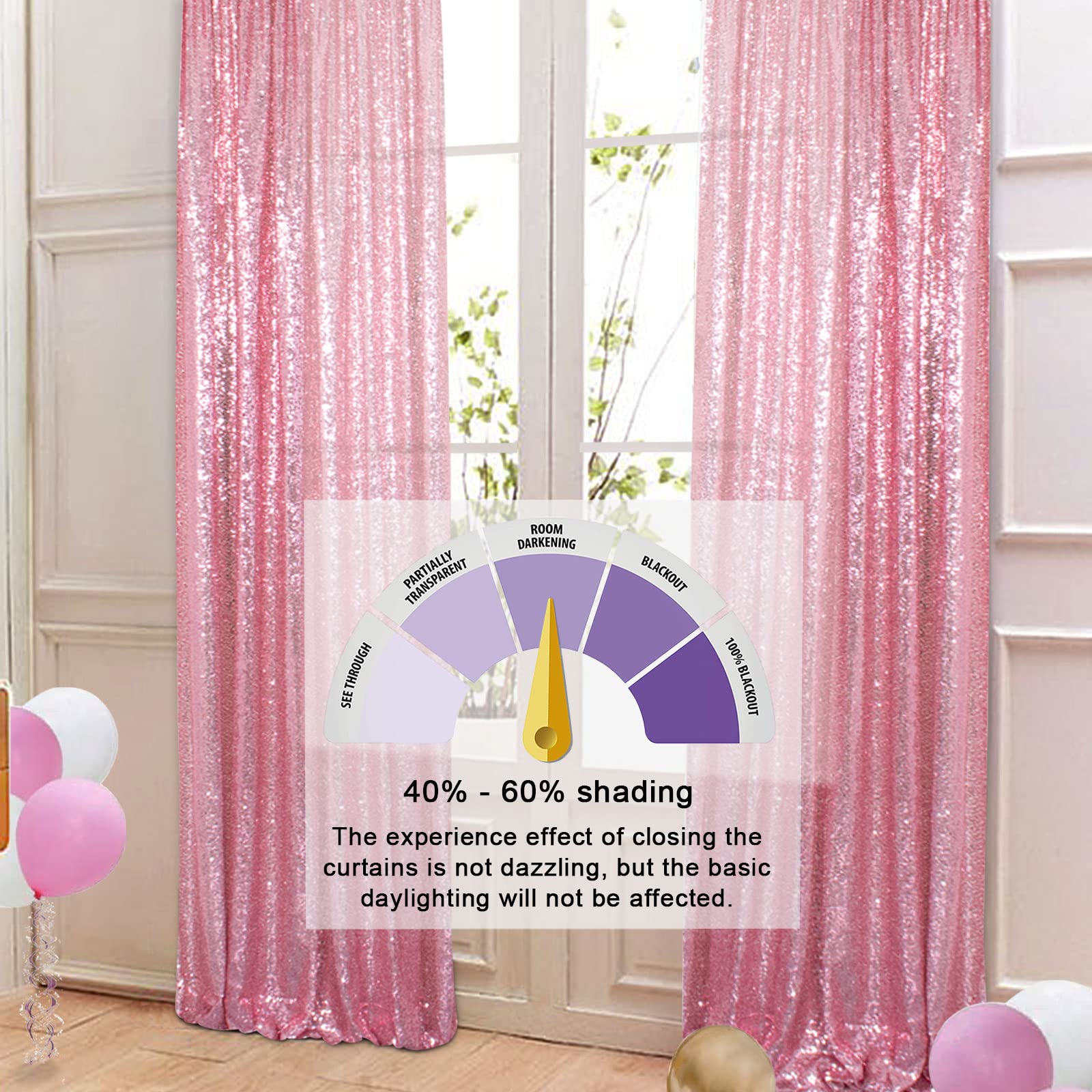 Shidianyi Sequin Curtain Backdrop 2 Panels 4Ftx6Ft Fuchsia Pink Backdrop Curtain Photo Booth Backdrop 48Inx72In  190425E