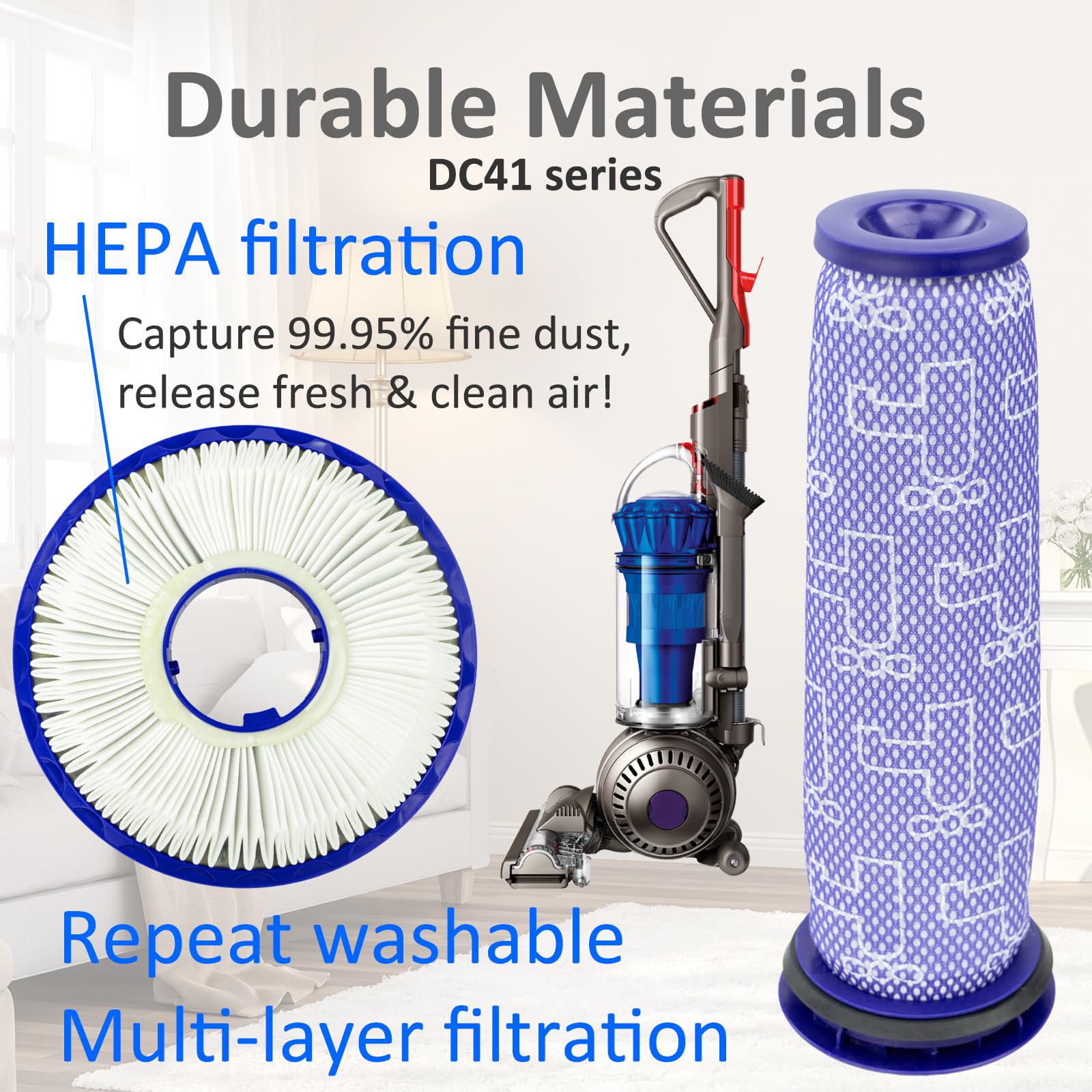 Kodahome Filter Replacement Parts For Dc40 Light/Slim Ball Animal Multi Floor 2 Up16 Up19 Dyson Upright Vacuums, Pre Filter 9235