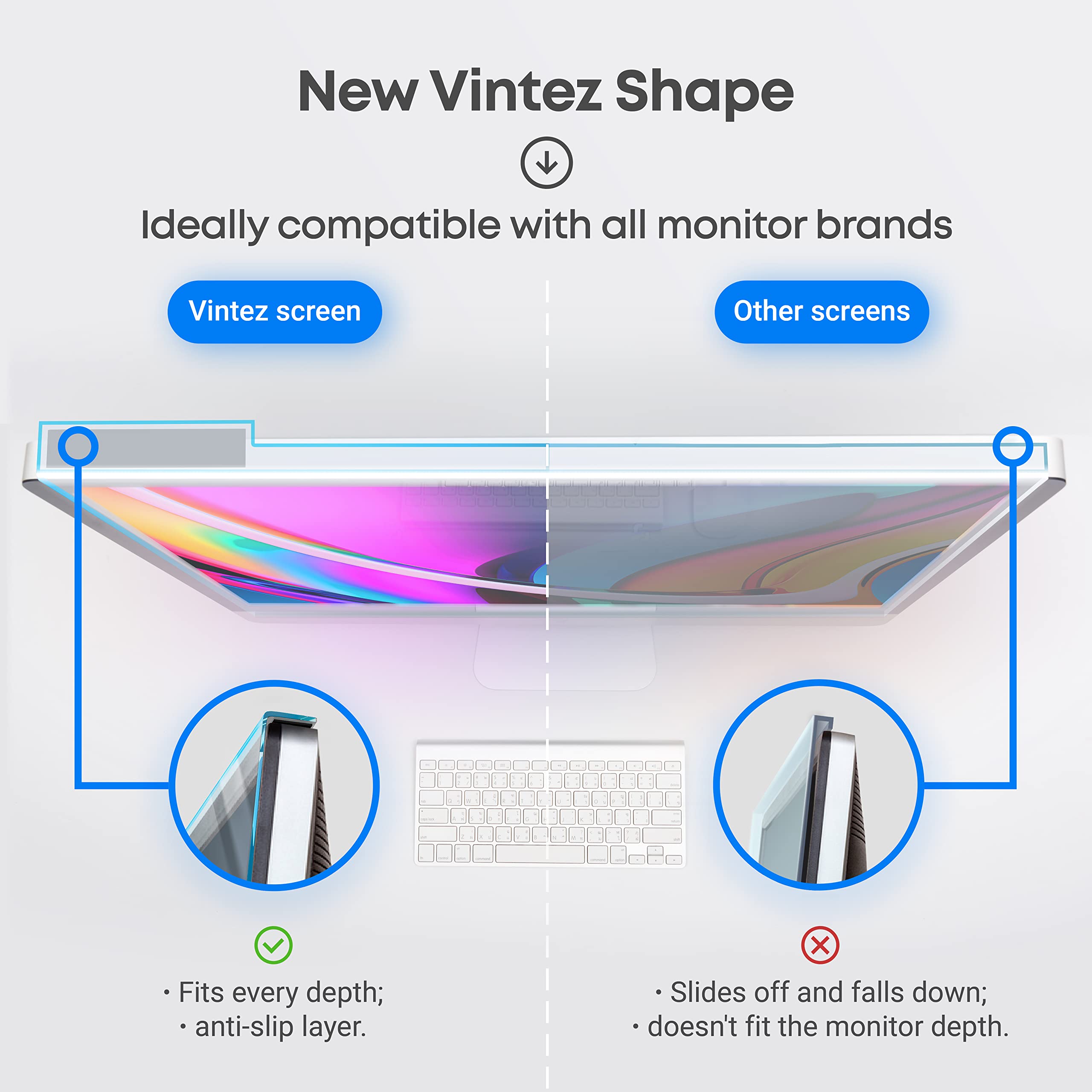 Blue Light Blocking Screen Protector Panel For 23, 23.6, 23.8, 24 Inch Diagonal Pc Anti Uv Eye Protection Filter Film   Widescre