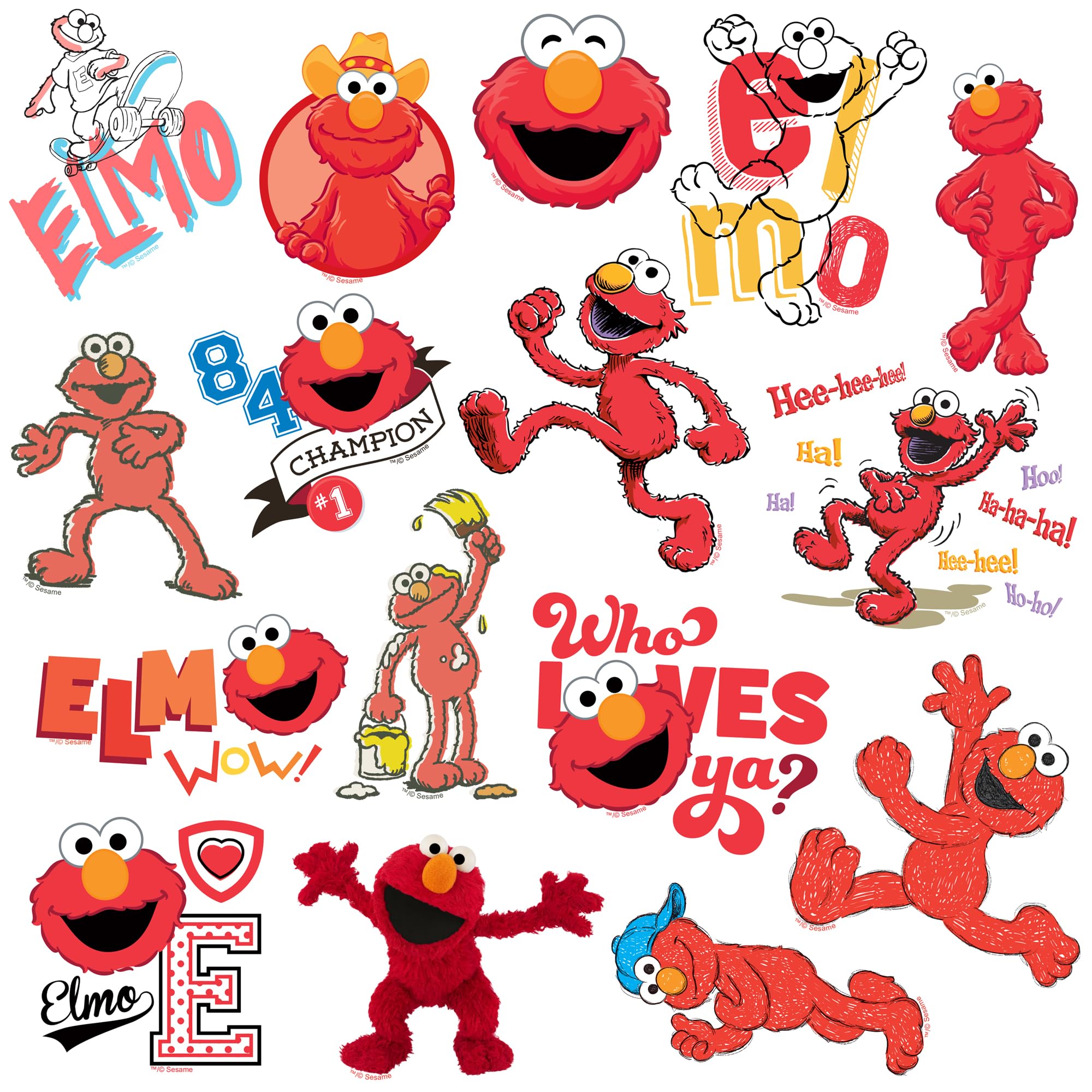 Sesame Street Elmo 50Ct Vinyl Large Deluxe Stickers Variety Pack   Laptop, Water Bottle, Scrapbooking, Tablet, Skateboard, Indoo