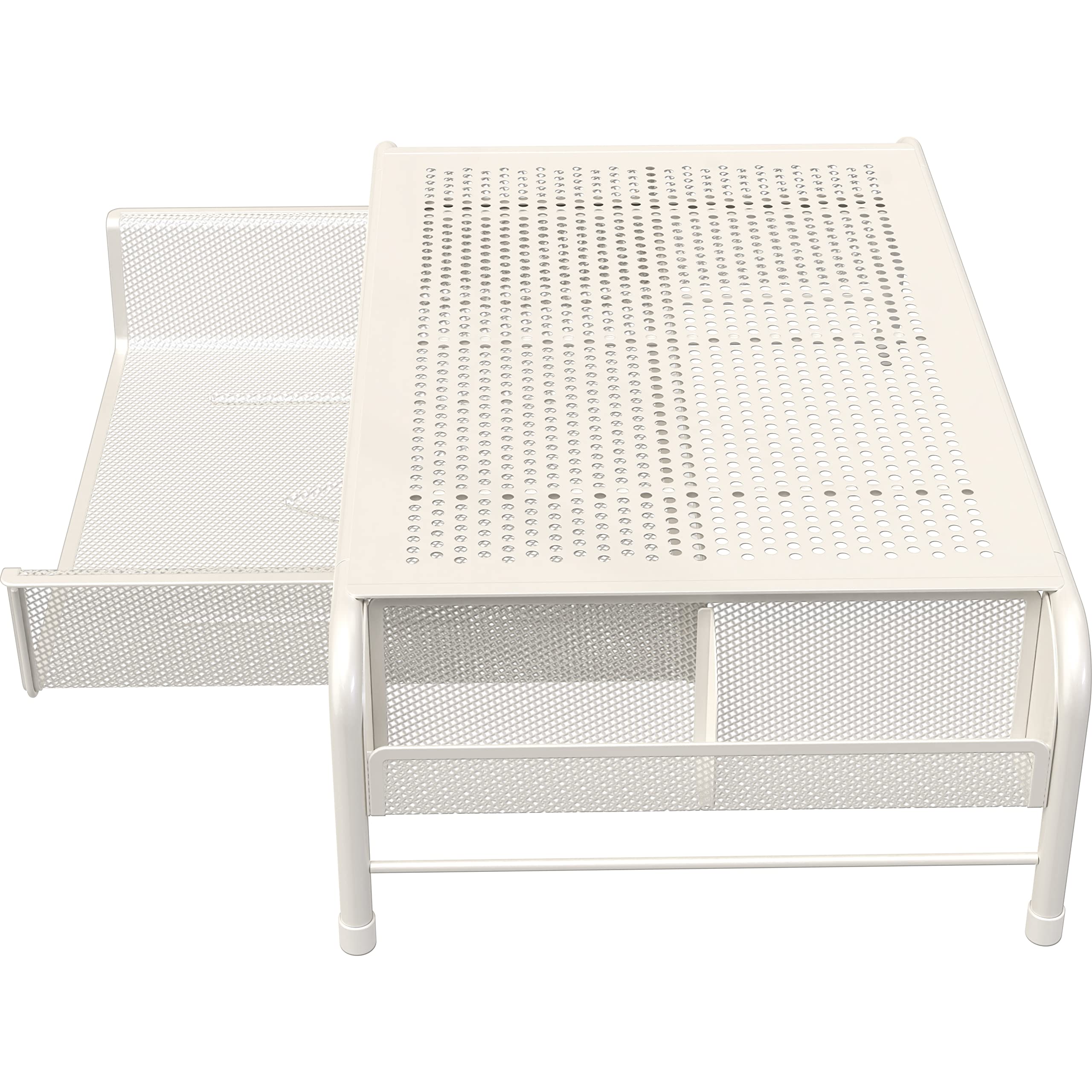 Simple Houseware Metal Desk Monitor Stand Riser With Organizer Drawer, White