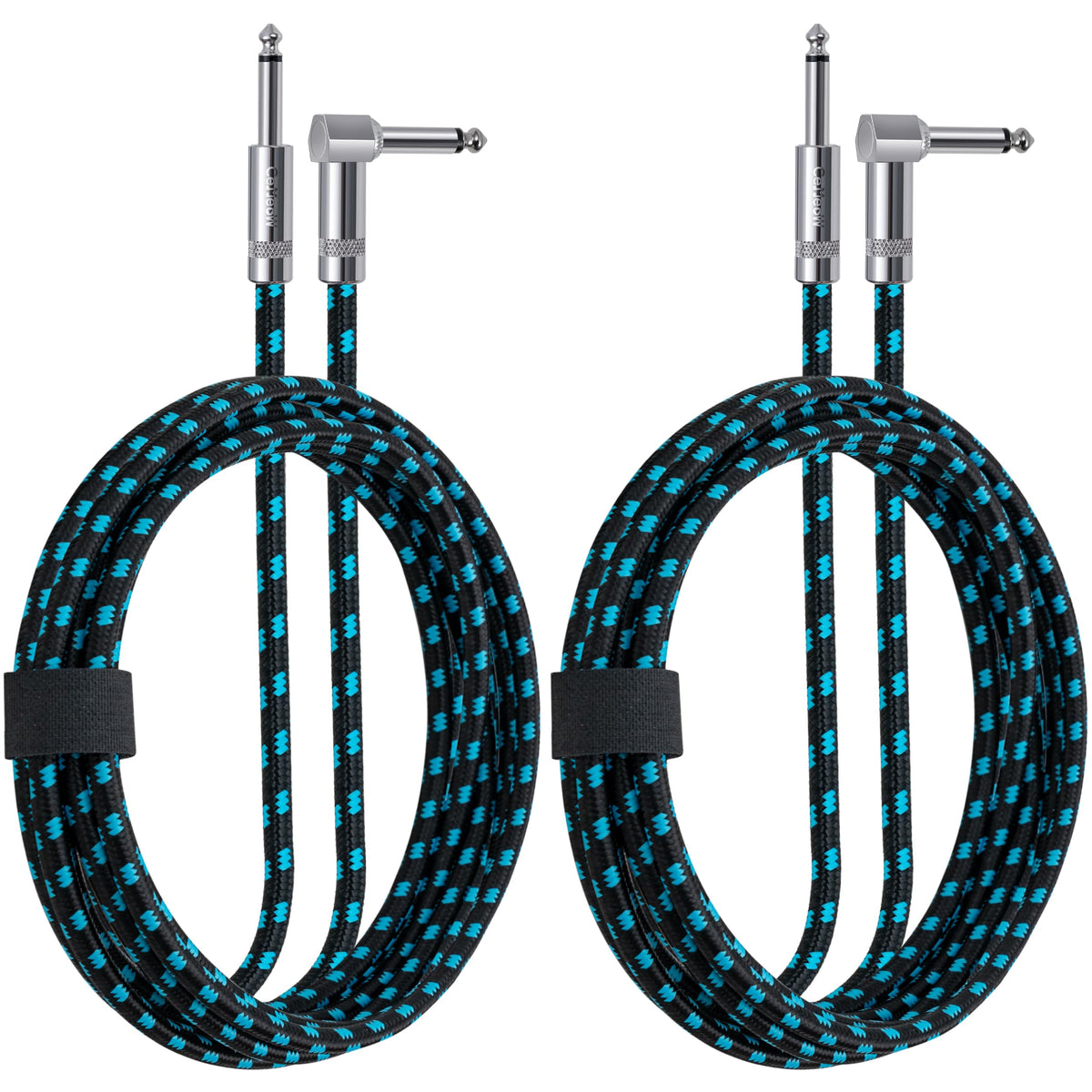 Cemeow 2Pack Guitar Cable 6Ft 1/4 Inch Guitar Cord Straight To Right Angle Instrument Cable With Braided Tweed And Anti Kinking