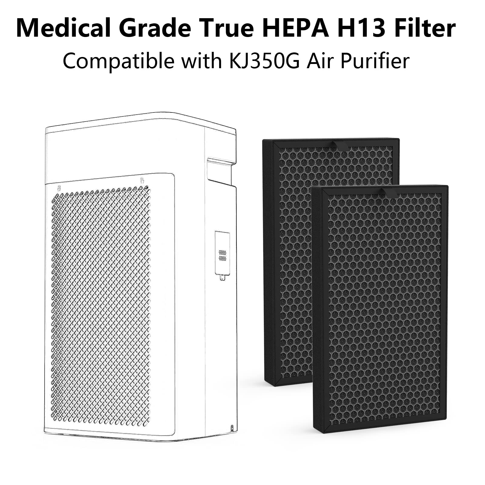 Kj350G Replacement Filter Compatible With Tosot Air Cleaner Purifier Kj350G, True Hepa High Efficiency Activated Carbon Filter,