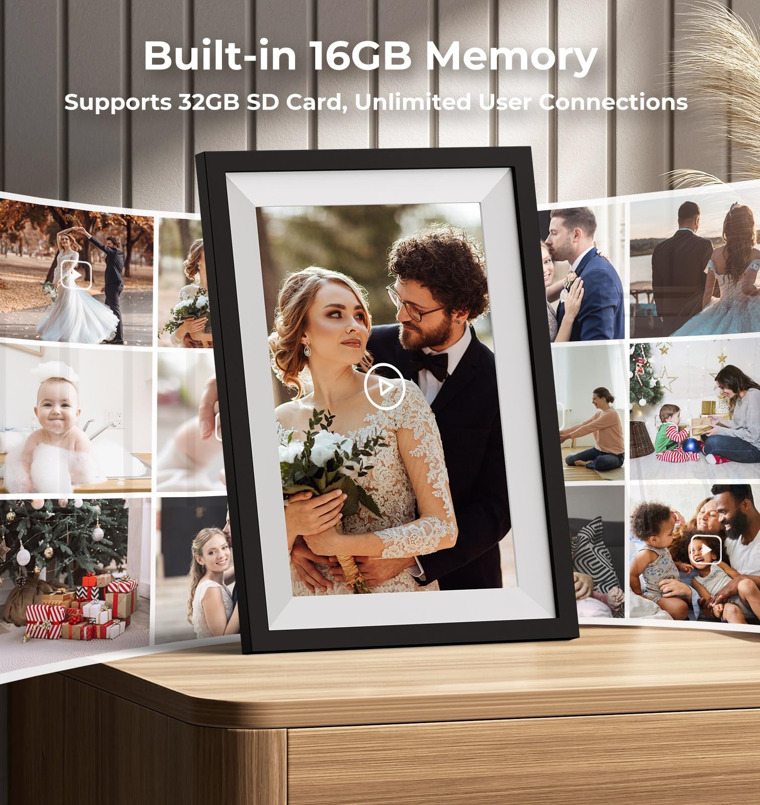 Frameo Digital Picture Frame Wi Fi 10.1Inch Smart Digital Photo Frame,Electronic Digital Picture Frames Load From Phone,1280X800