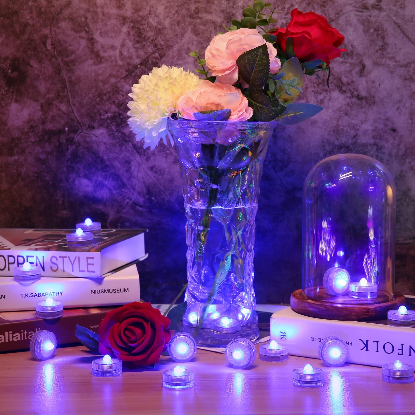 Hl Submersible Led Light,Blue Small Led Light,100 Hours Waterproof Flameless Led Lights Battery Powered For Wedding Home Vase Fe