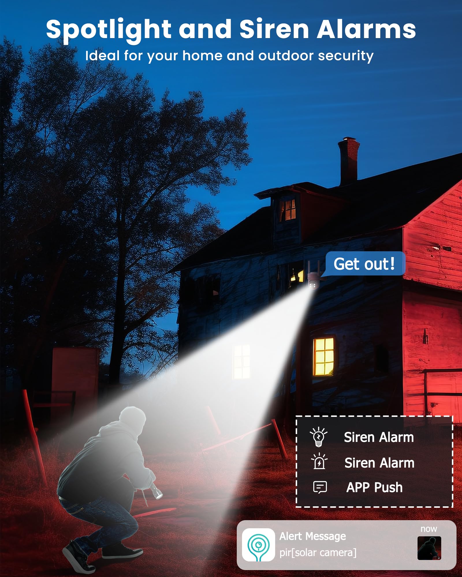 Viziuuy Solar Security Cameras Wireless Outdoor, 2 Pack 3Mp Security Cameras Wireless Outdoor, Pan Tilt 360Wifi Camera With Colo