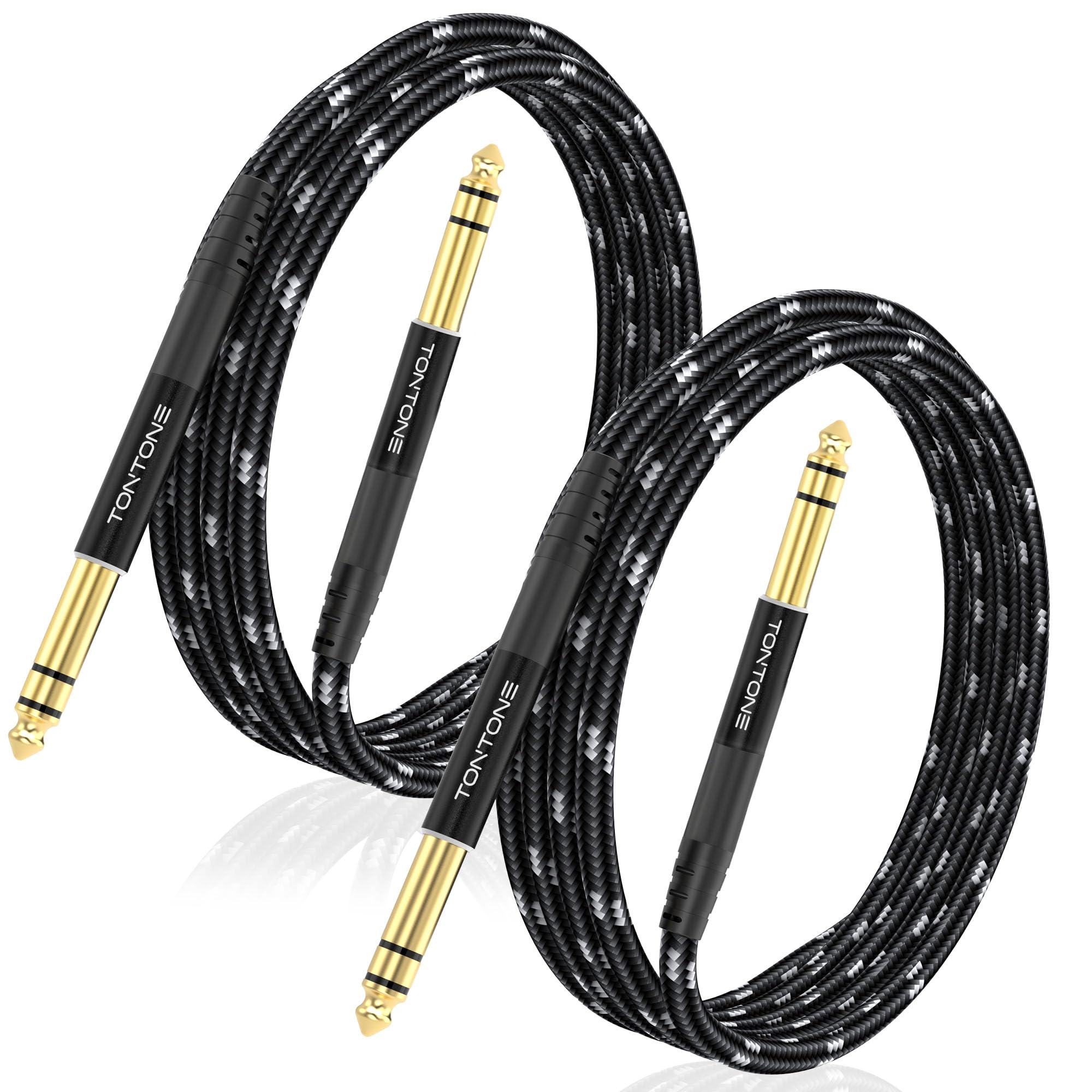 TONTONE 1/4 Inch TRS Cable 2-Pack 10FT, Quarter Inch 6.35mm Balanced Stereo Audio Cable, 1/4 to 1/4 Guitar Cables for Electric G