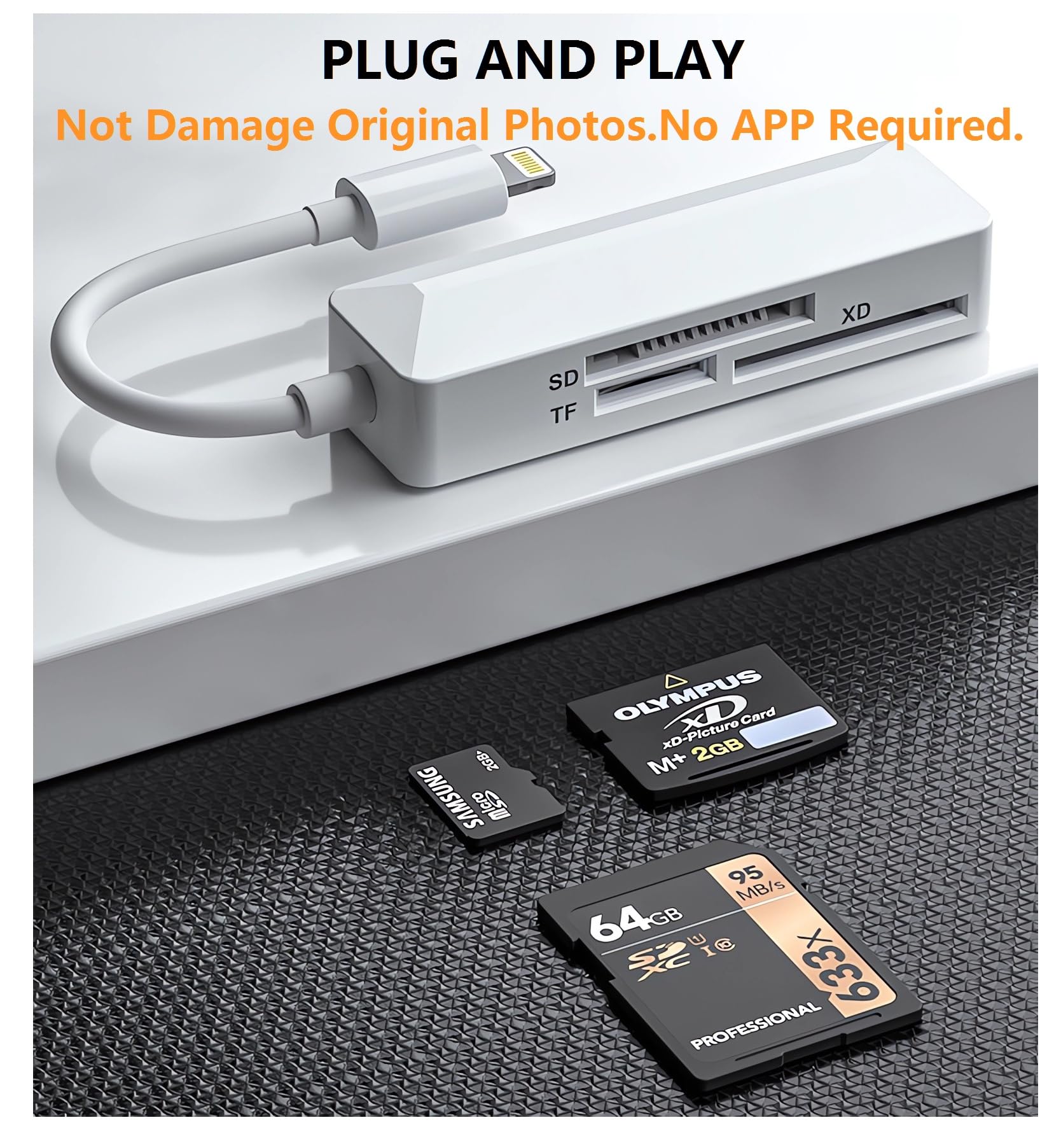 [Apple Mfi Certified] Sd Card Reader For Iphone,Lightning Memory Sd Card Reader Adapter High Speed Xd Picture Card Camera Adapte