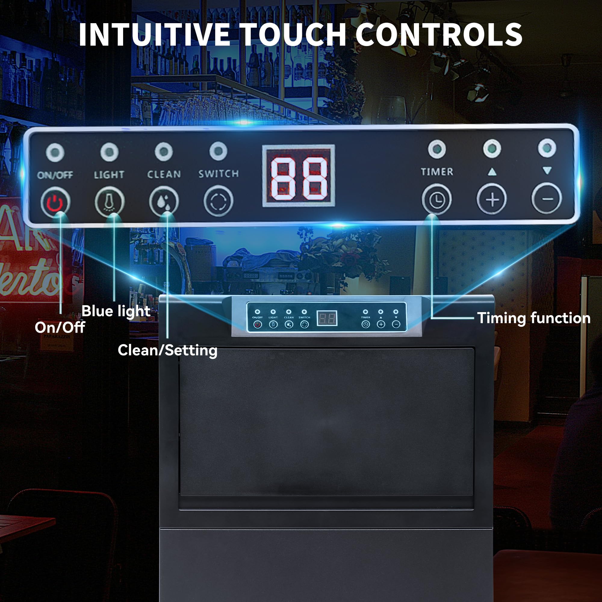 Yitahome 130Lbs Commercial Ice Maker Machine Under Counter Black, Etl & Doe Certificated Ice Machine Commercial, Big Ice Makers