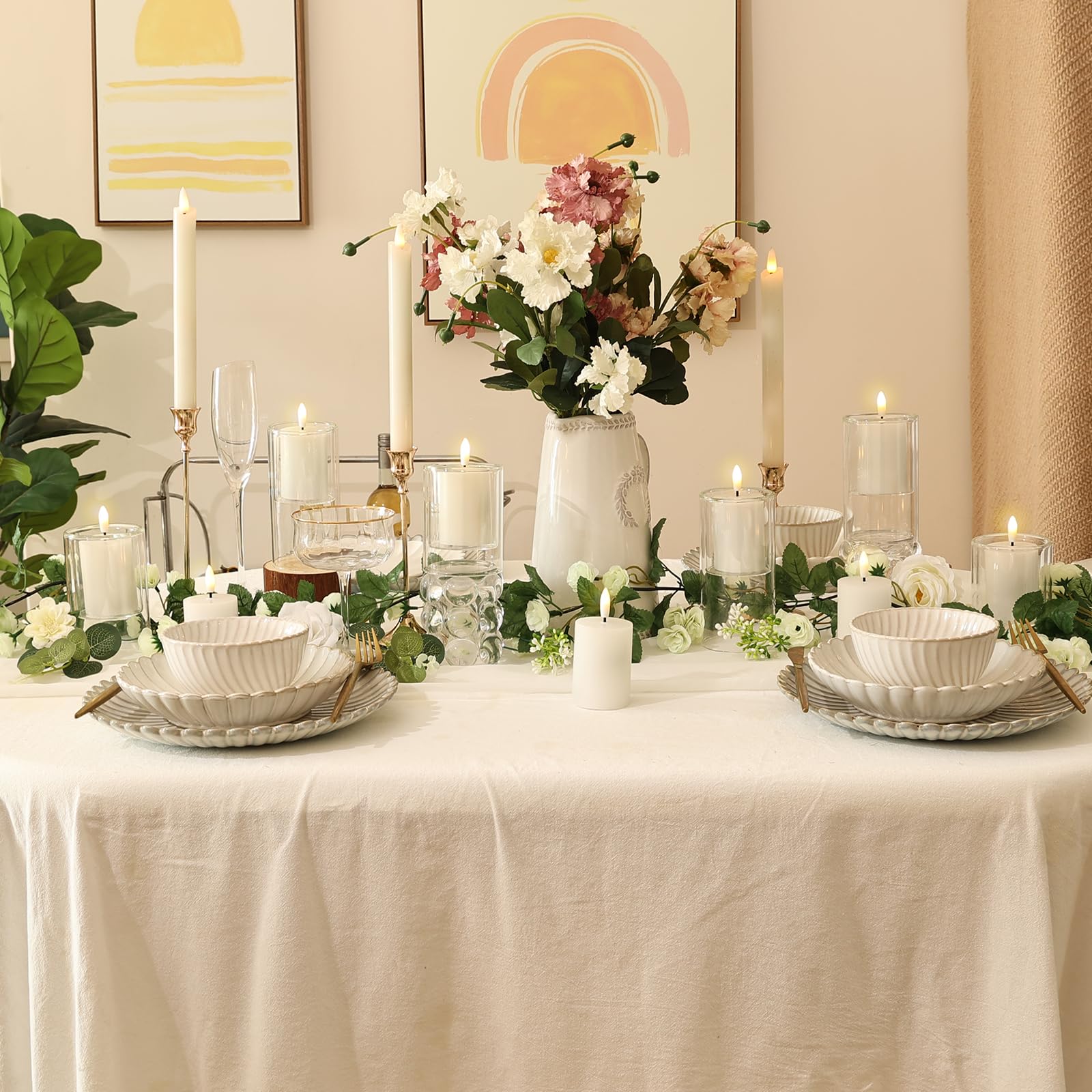 Nurada Flameless Candles With Remote Timer   Glass Real Wax 3D Wick Led Pillar Votive Candle Set Battery Operated Flickering Lig