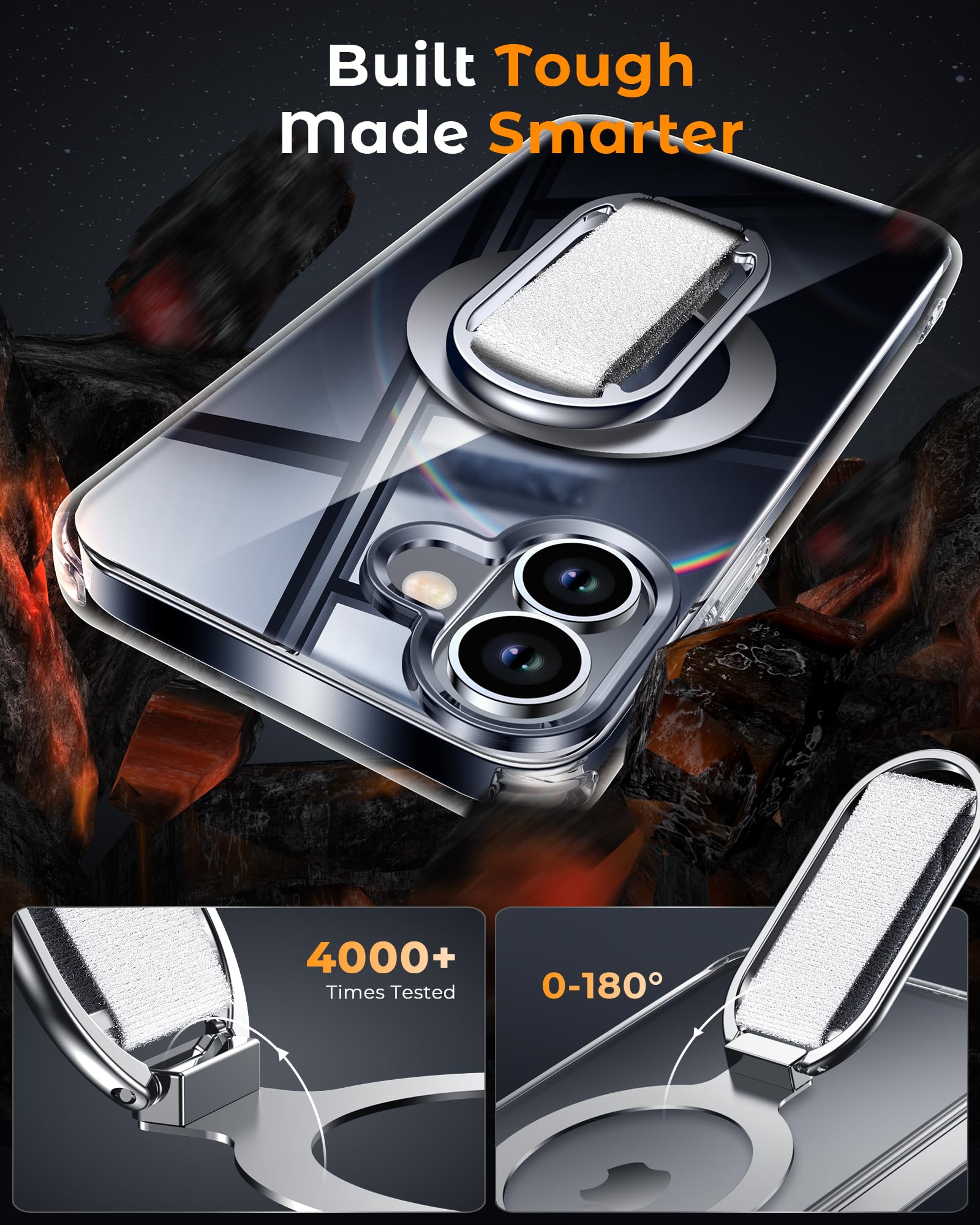 Shields Up For Iphone 16 Case With Stand, 16 Phone Case Clear With Ring Holder & Phone Grip [Compatible With Magsafe] Shockproof