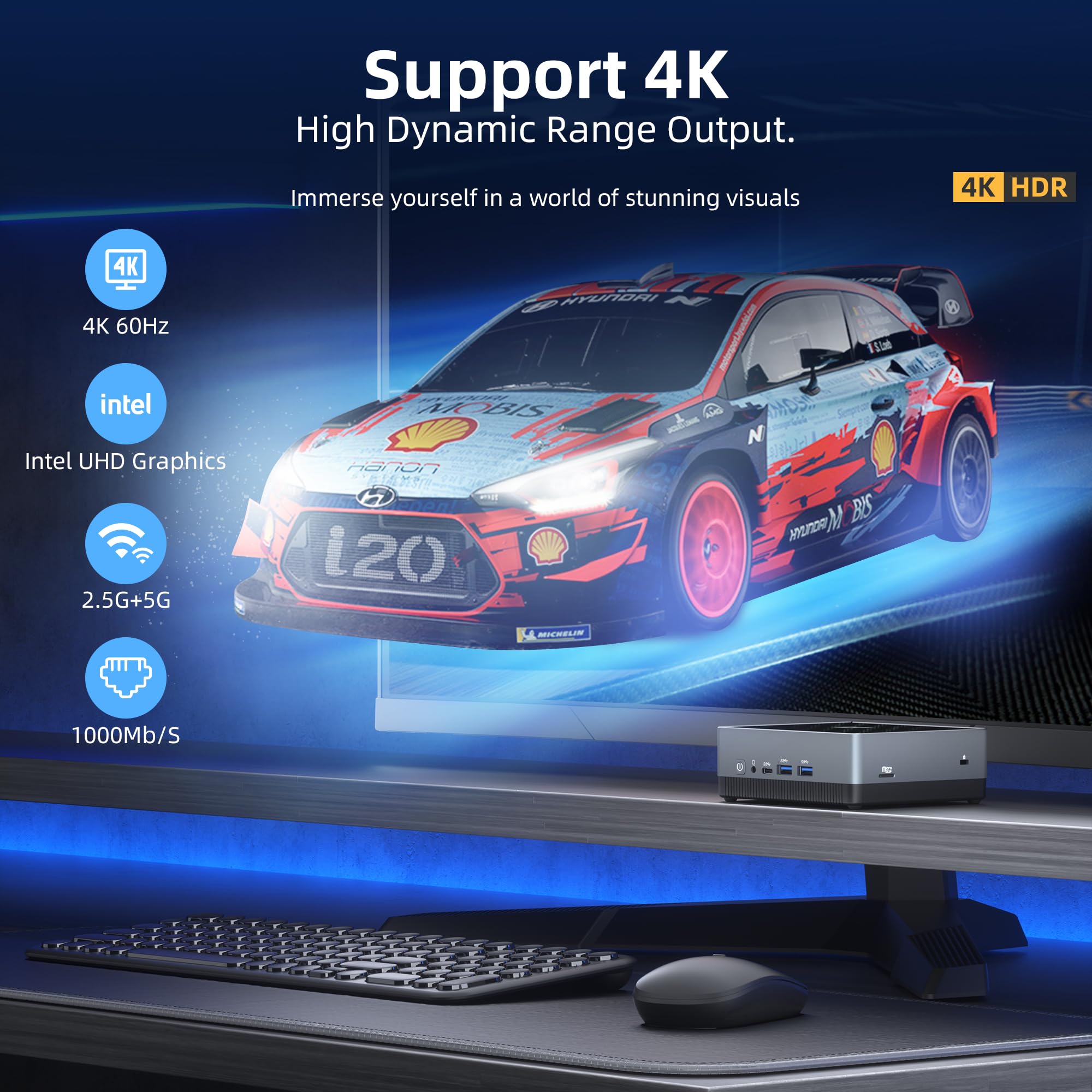 Cybergeek Nano J1 Mini Pc Linux Preinstalled, Intel N5095A Quad Core, 8Gb Ram, 128Gb Pcie Ssd Mini Desktop Computer 4K Dual Disp