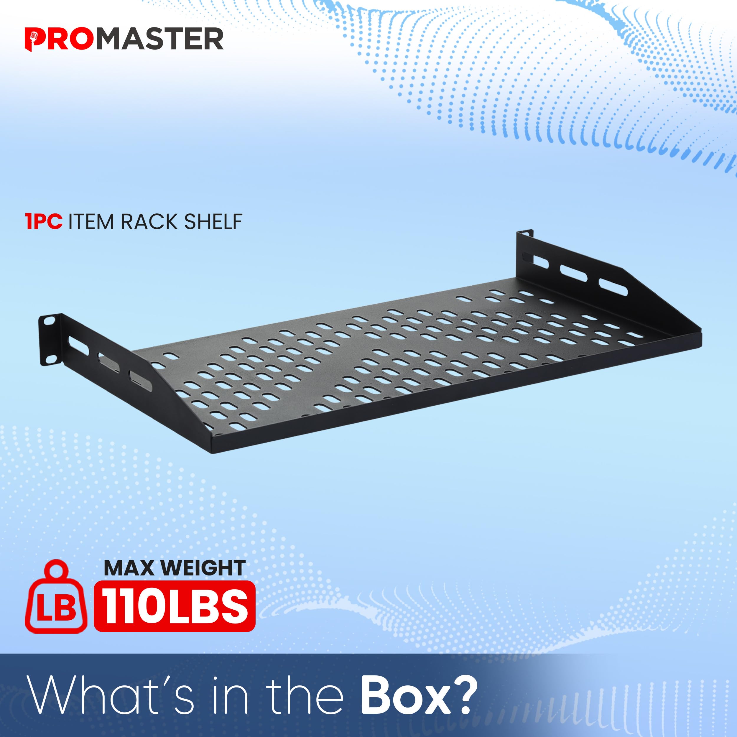 Promaster Server Vented Shelf   19 Inches, 10'' Deep, 1U Universal Integration Server Vented Rack Mounting Tray For Consistent A