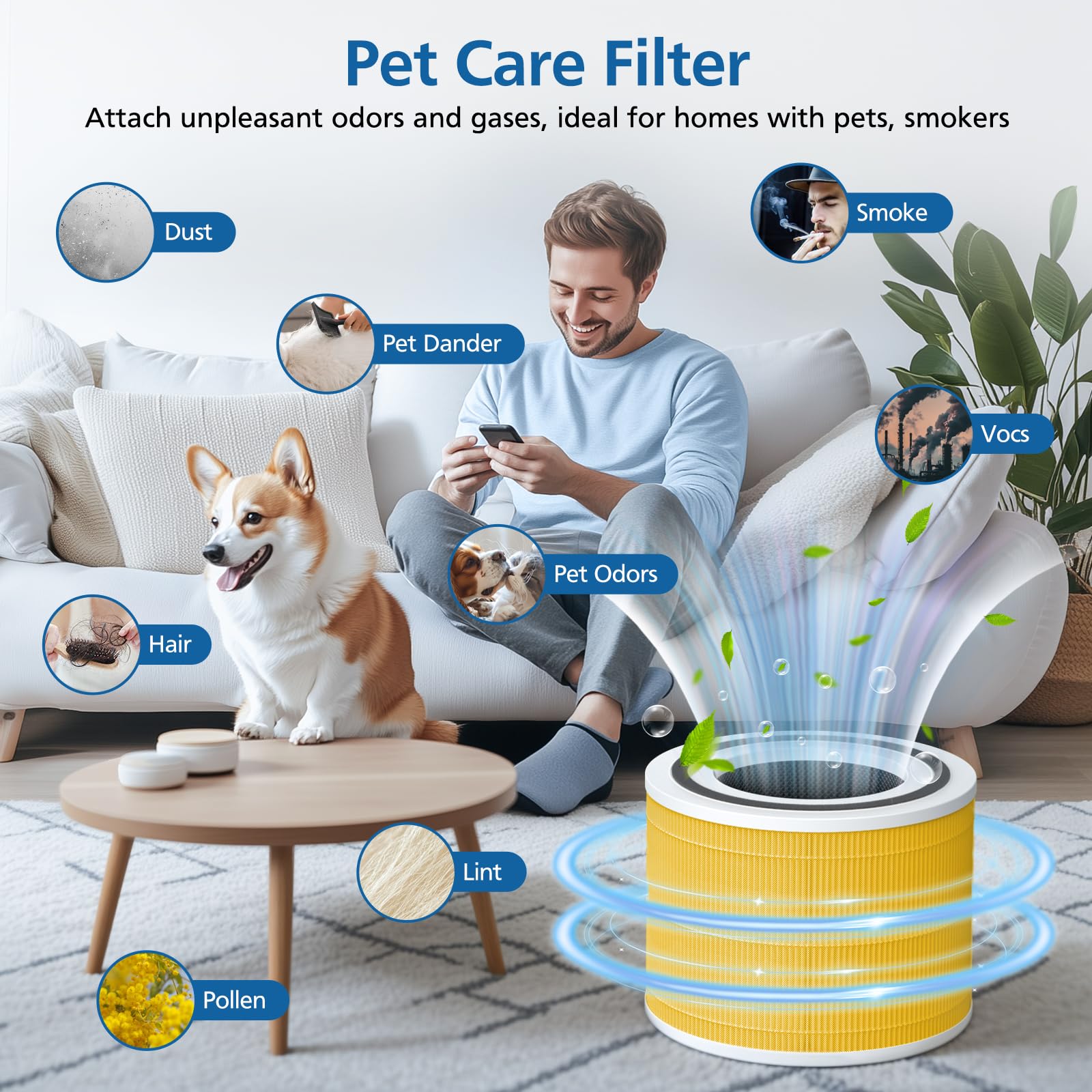 2 Pack 14 True Hepa Pet Care Replacement Filter Compatible With 240 Air Purifier, 3 In 1 True Hepa Filter Replacement With Hp 14