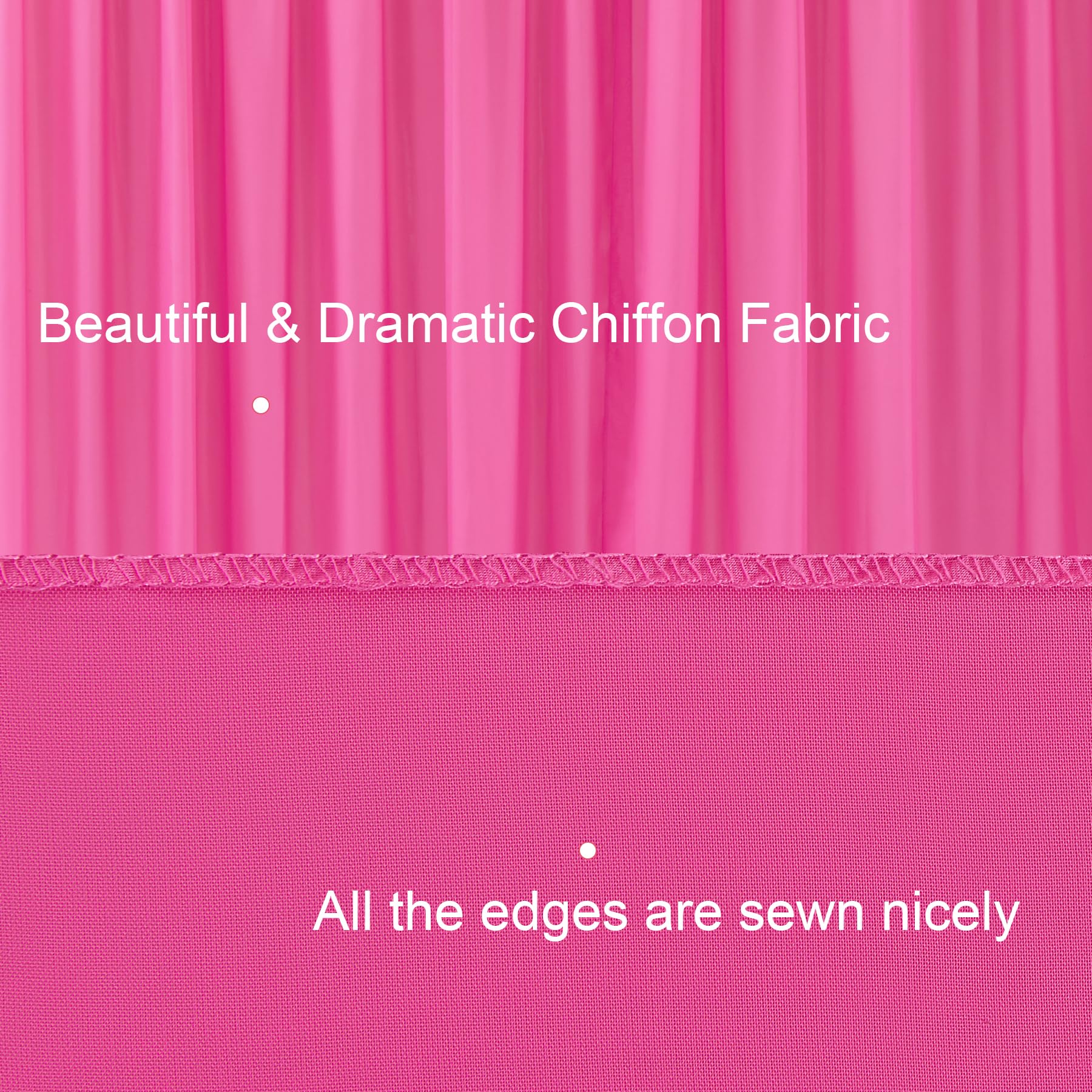 10Ft X 10Ft Hot Pink Backdrop Curtains, Wrinkle Free Sheer Chiffon Fabric Backdrop Drapes For Wedding Arch Party Ceremony Stage