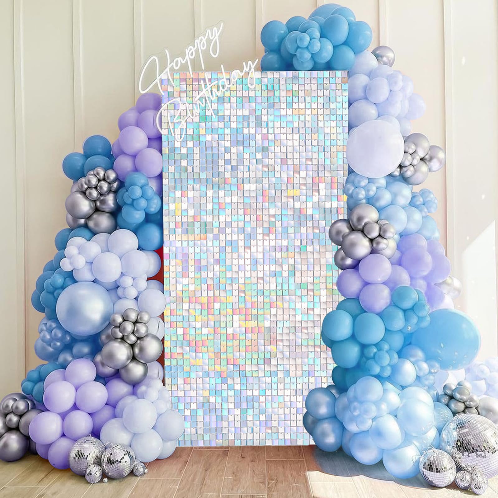 Rainbow Silver Shimmer Wall Backdrop Sparkle Wall Backdrop 3Ftx4Ft Wedding Backdrop For Bridal Shower Birthday Anniversary Decor