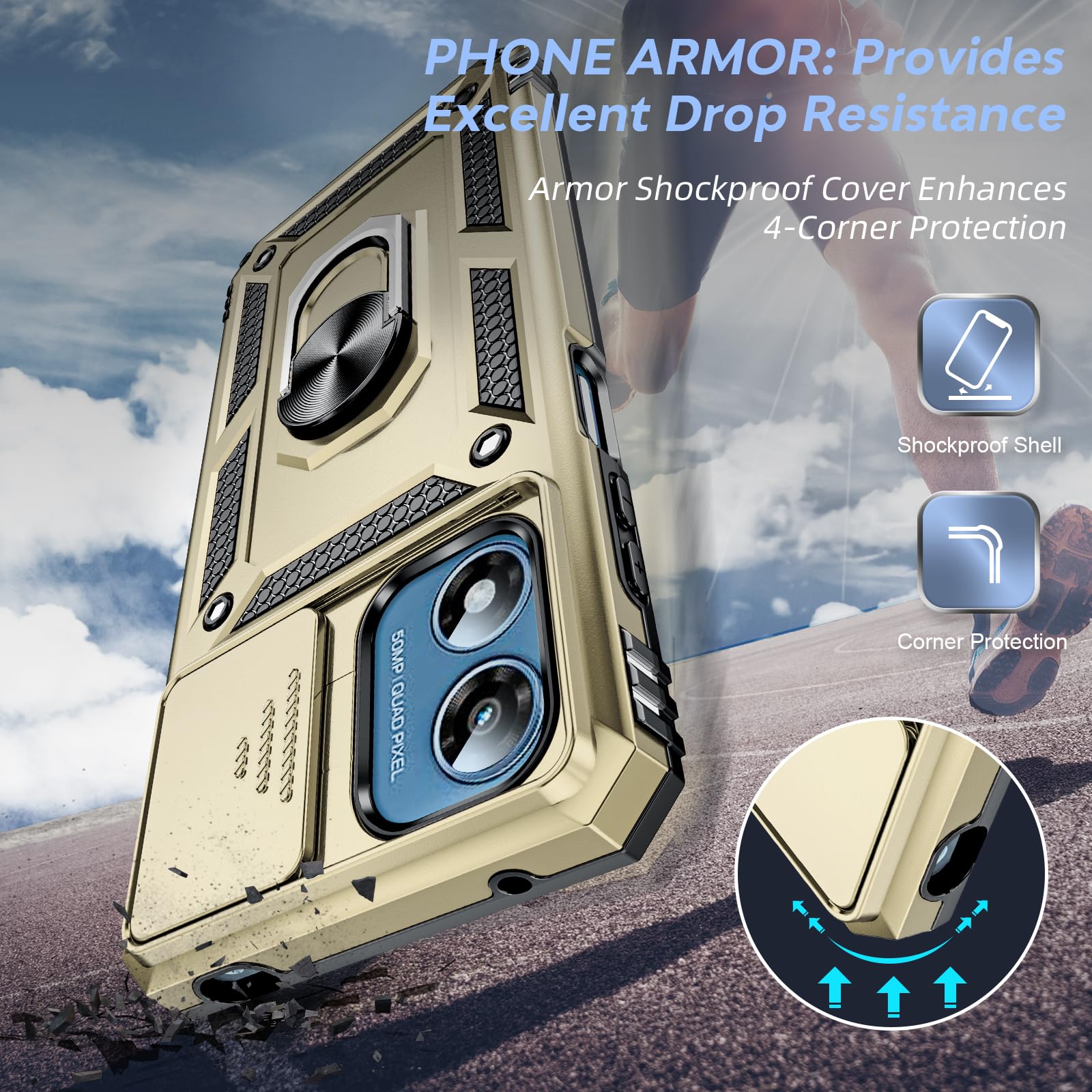 Leyi For Motorola Moto G Play Case 2024, G Play 2024 Case With Slide Camera Cover And Screen Protector, [Military Grade] Android