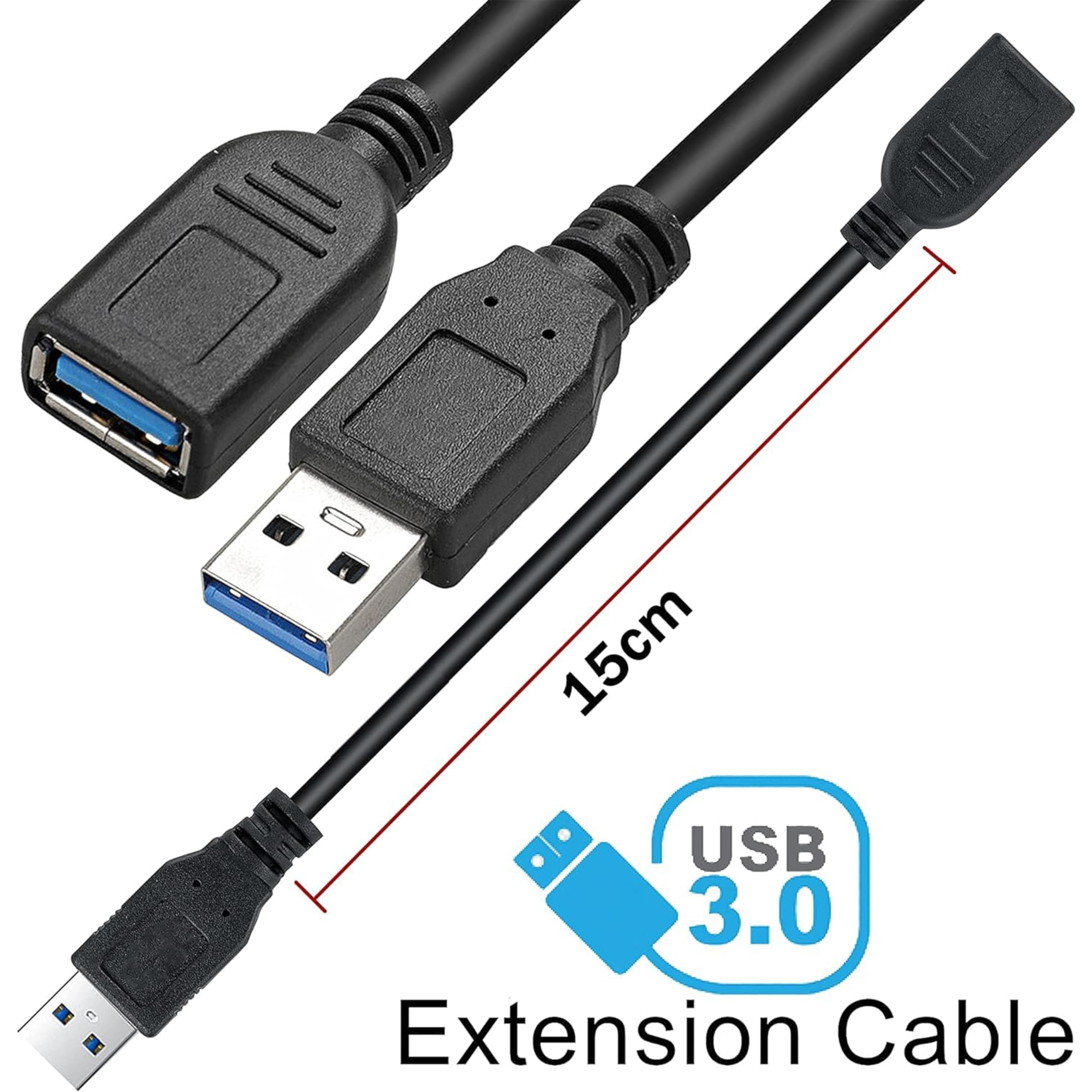 Saitech It 6 Pack 15Cm Short Usb 3.0 Male A To Female A Extension Cable 5Gbps For Laptop/Pc/Mac/Printers  Black