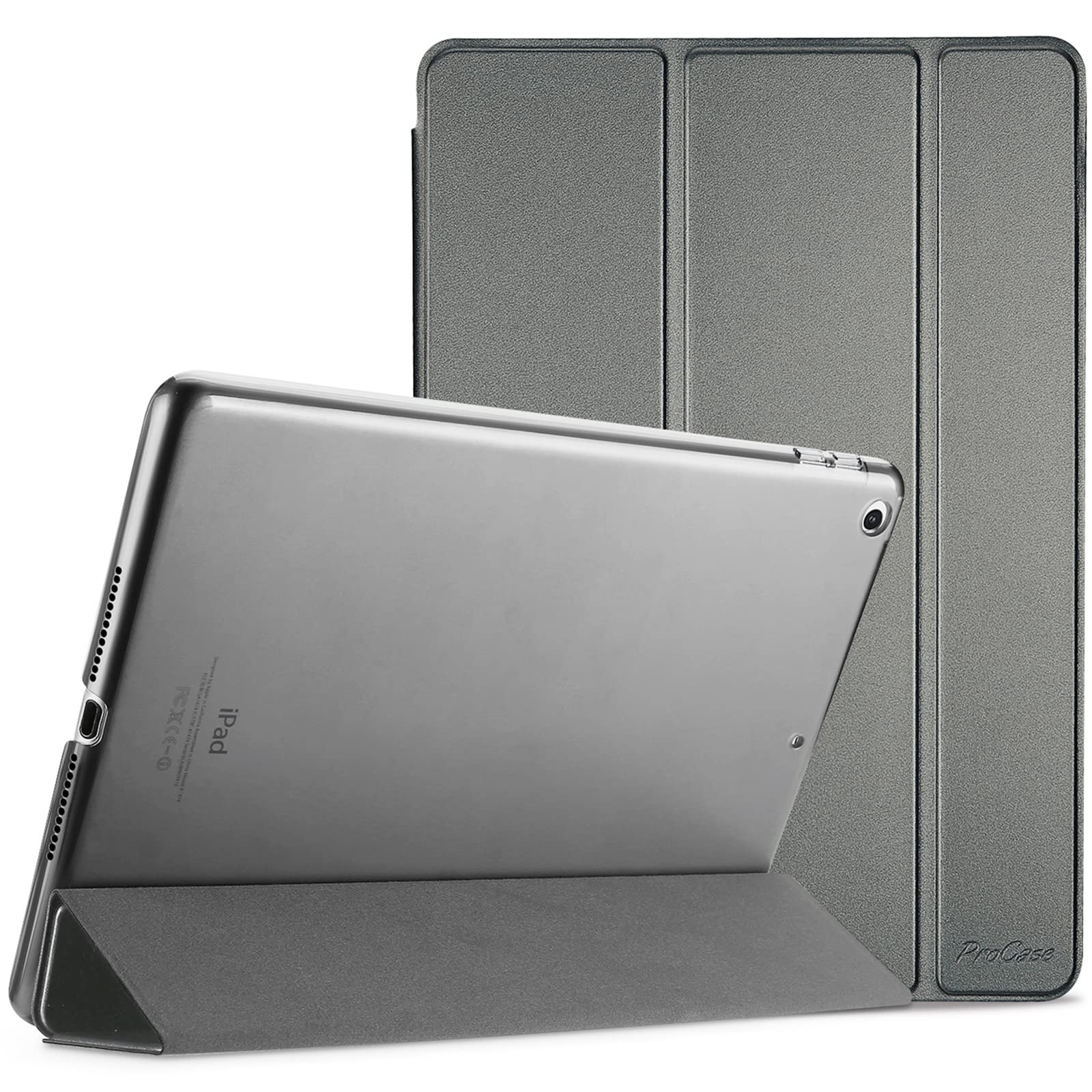 Procase Smart Case For Ipad 9.7 Inch Ipad 6Th/5Th Generation Case 2018 2017(Model: A1893 A1954 A1822 A1823), Ultra Slim Lightweight Stand Case With Translucent Frosted Back Smart Cover  Metallic