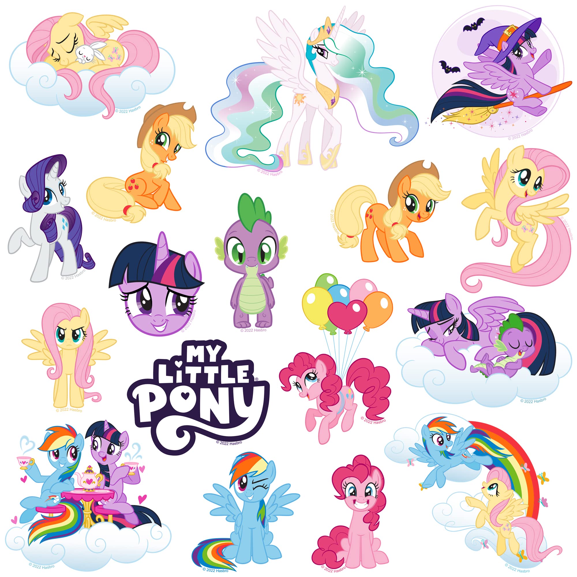 GRAPHICS & MORE My Little Pony Vinyl Stickers - 50ct Deluxe Pack for Laptop, Water Bottle, Scrapbooking, Indoor/Outdoor - Friendship is Magic